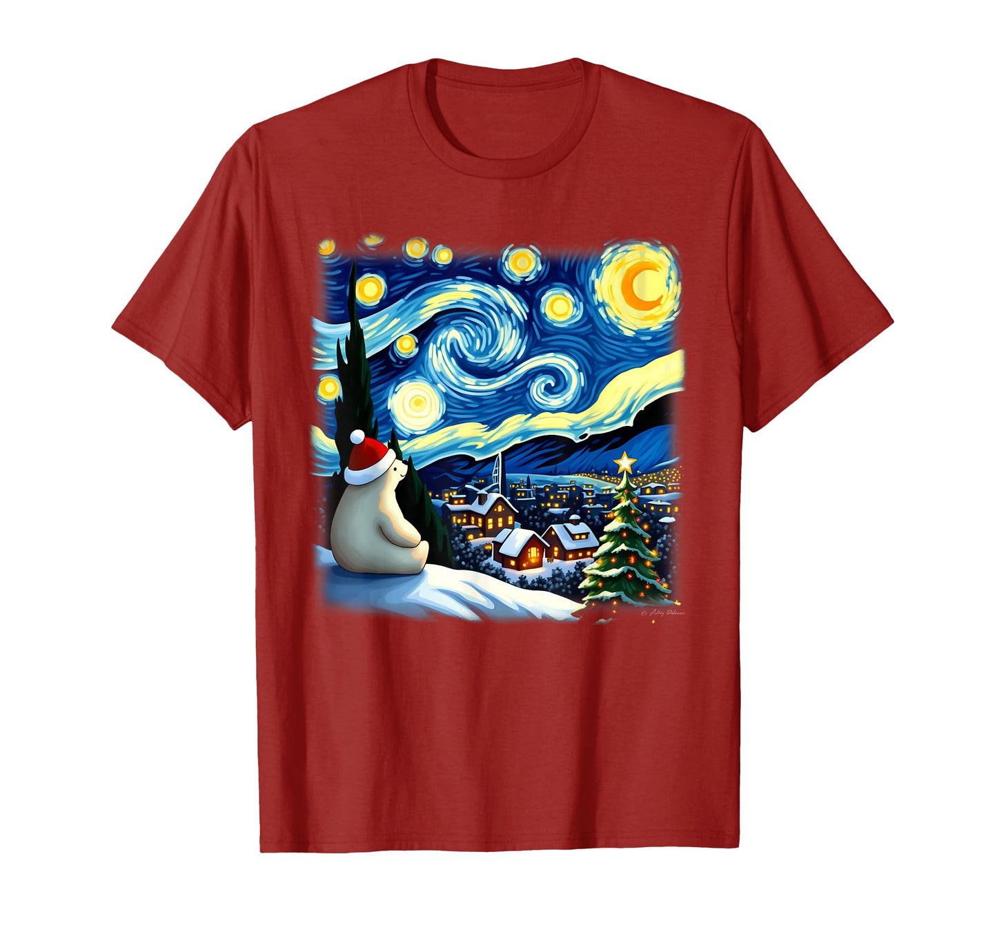 Christmas Polar Bear Starry Night T-Shirt