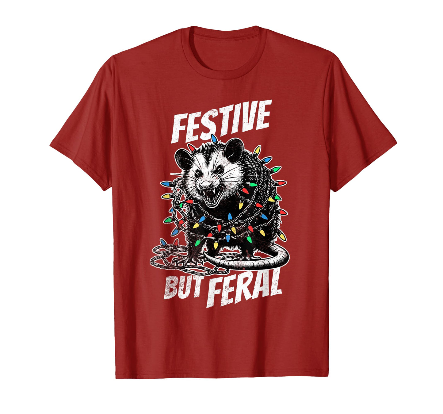 Sorry Santa I've Been Feral Festive Christmas Opossum T-Shirt