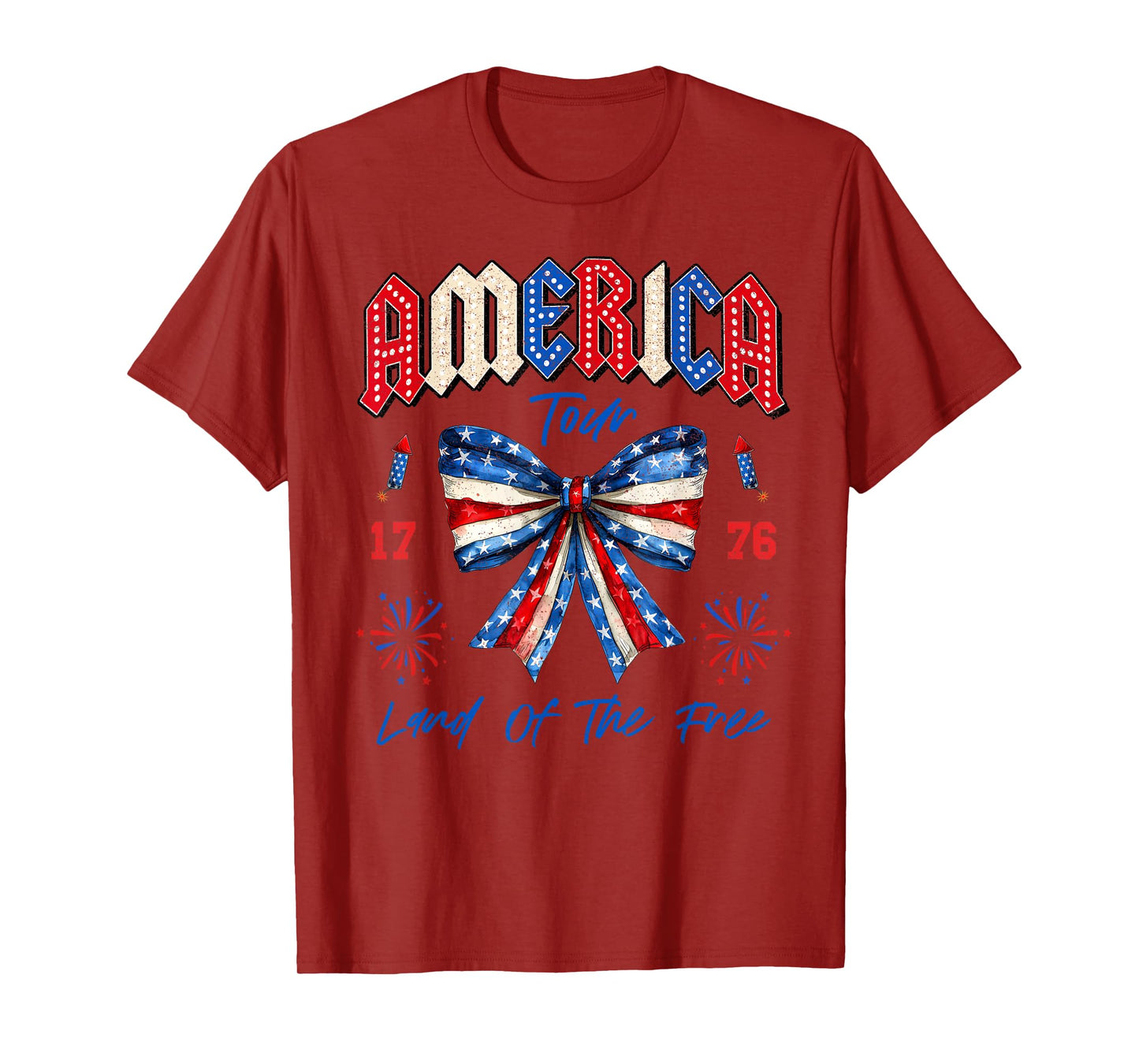 America Tour 1776 Coquette Bow Freedom Patriotic 4th Of July T-Shirt