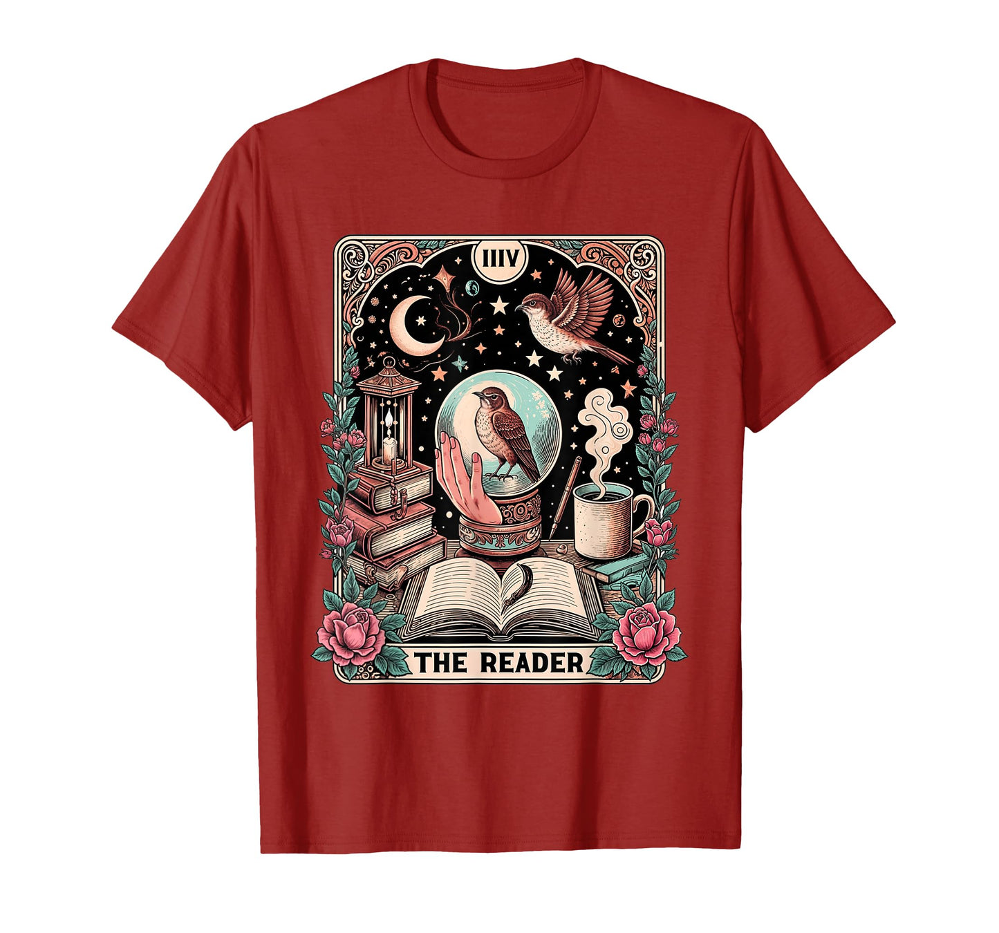 The Reader Tarot Card Shirt Funny Bird Book Lover Bookworm T-Shirt