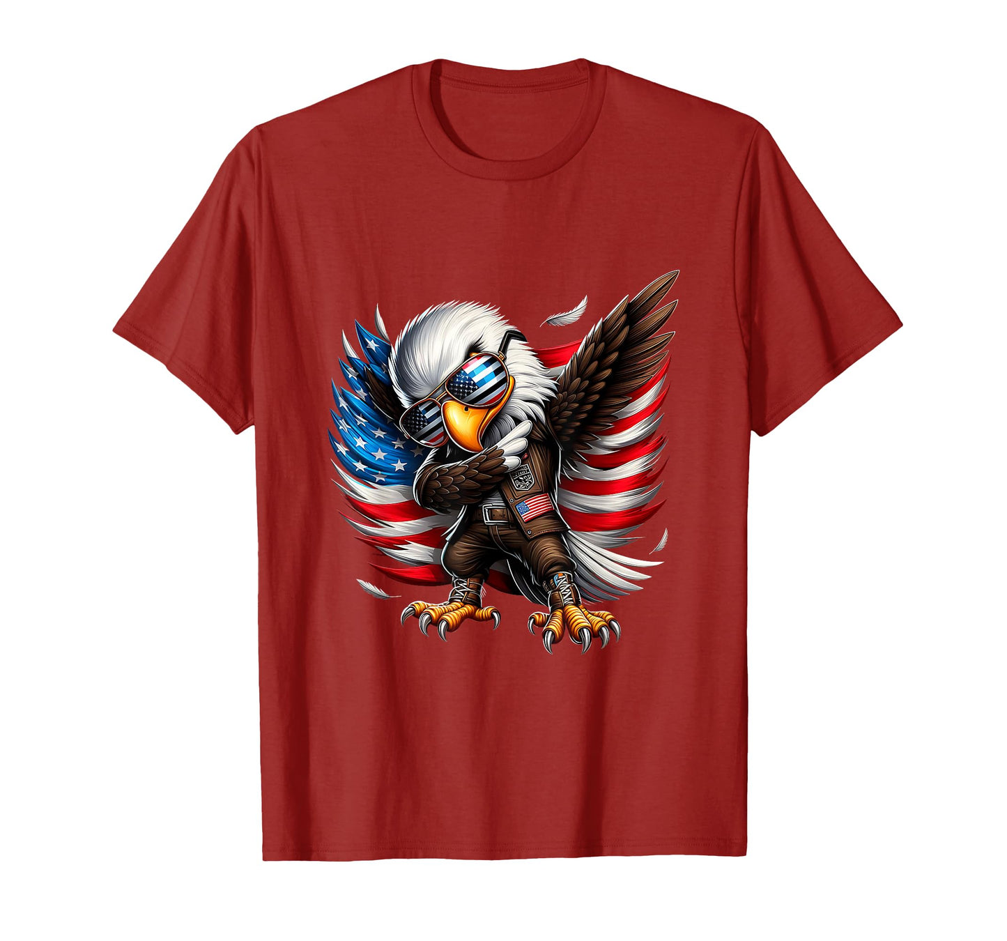 American Flag Bald Eagle Dab Funny Patriotic 4th of July USA T-Shirt