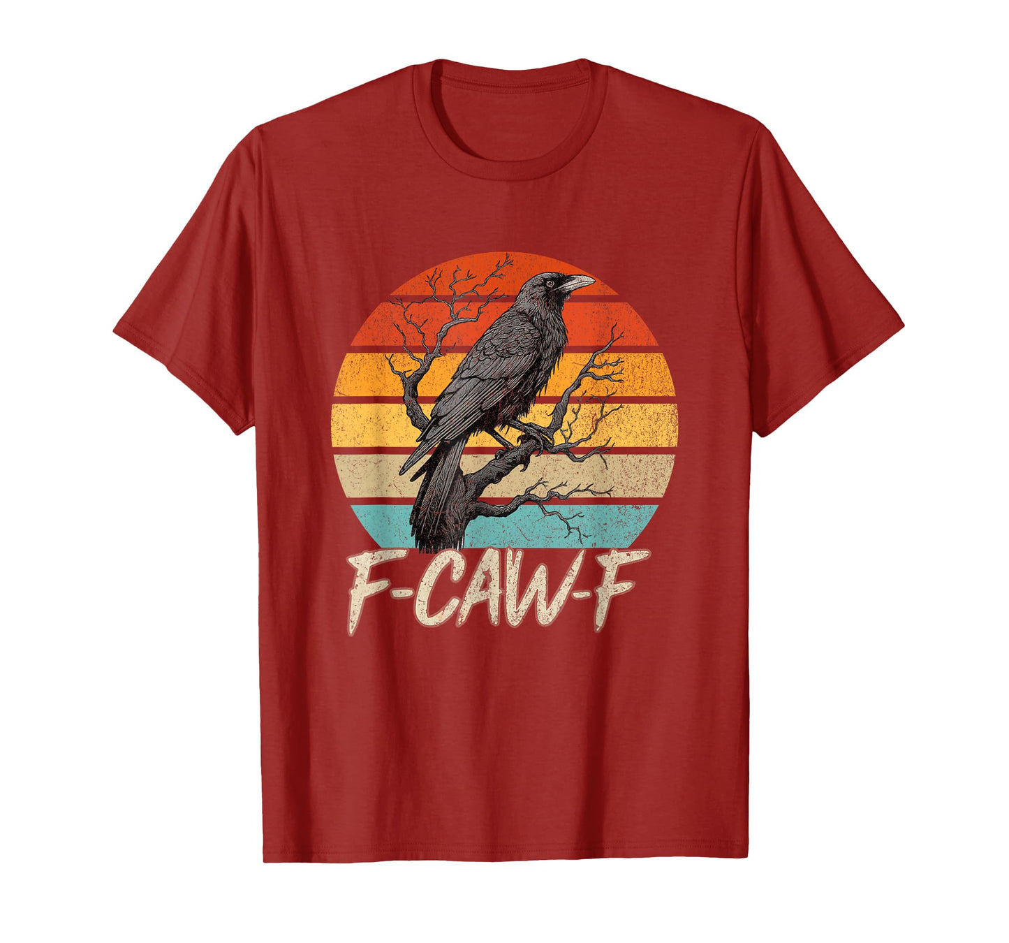 Retro F-Caw-F Funny Crow Bird Grunge Design T-Shirt