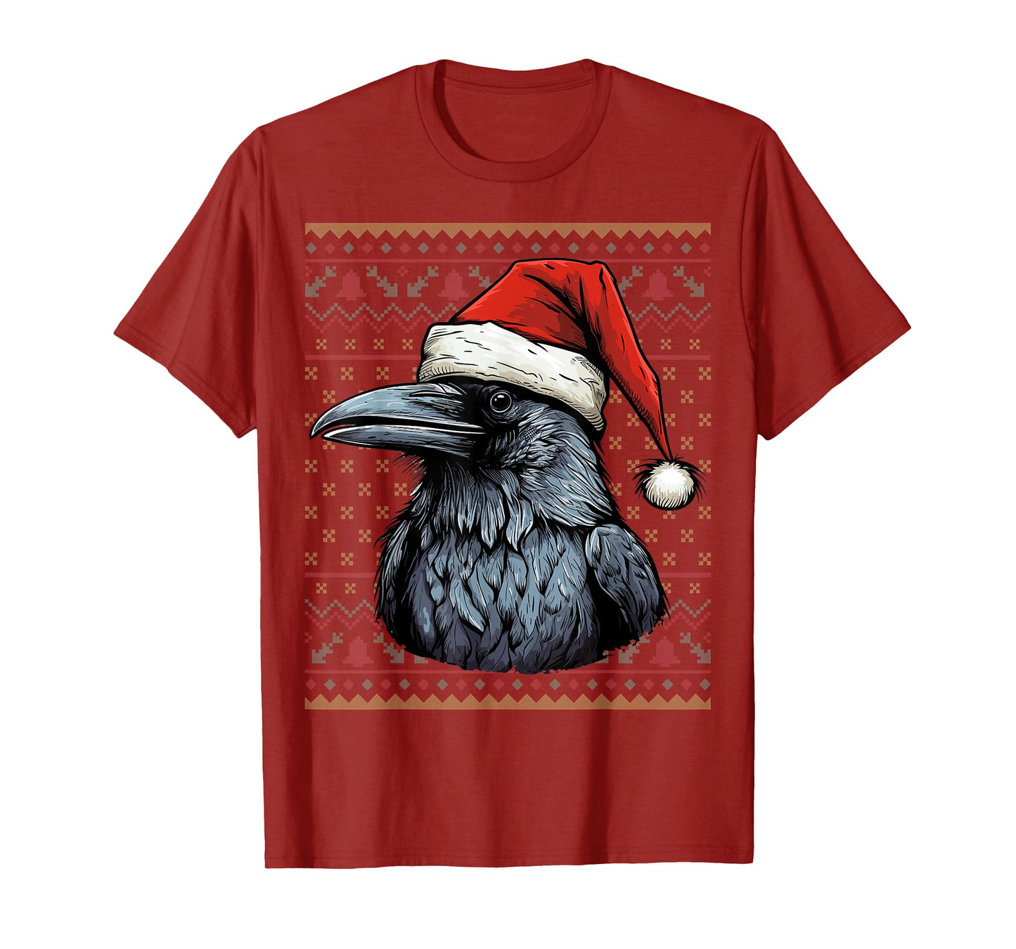 Crow Lover Santa Hat Xmas Holiday Ugly Crow Christmas T-Shirt