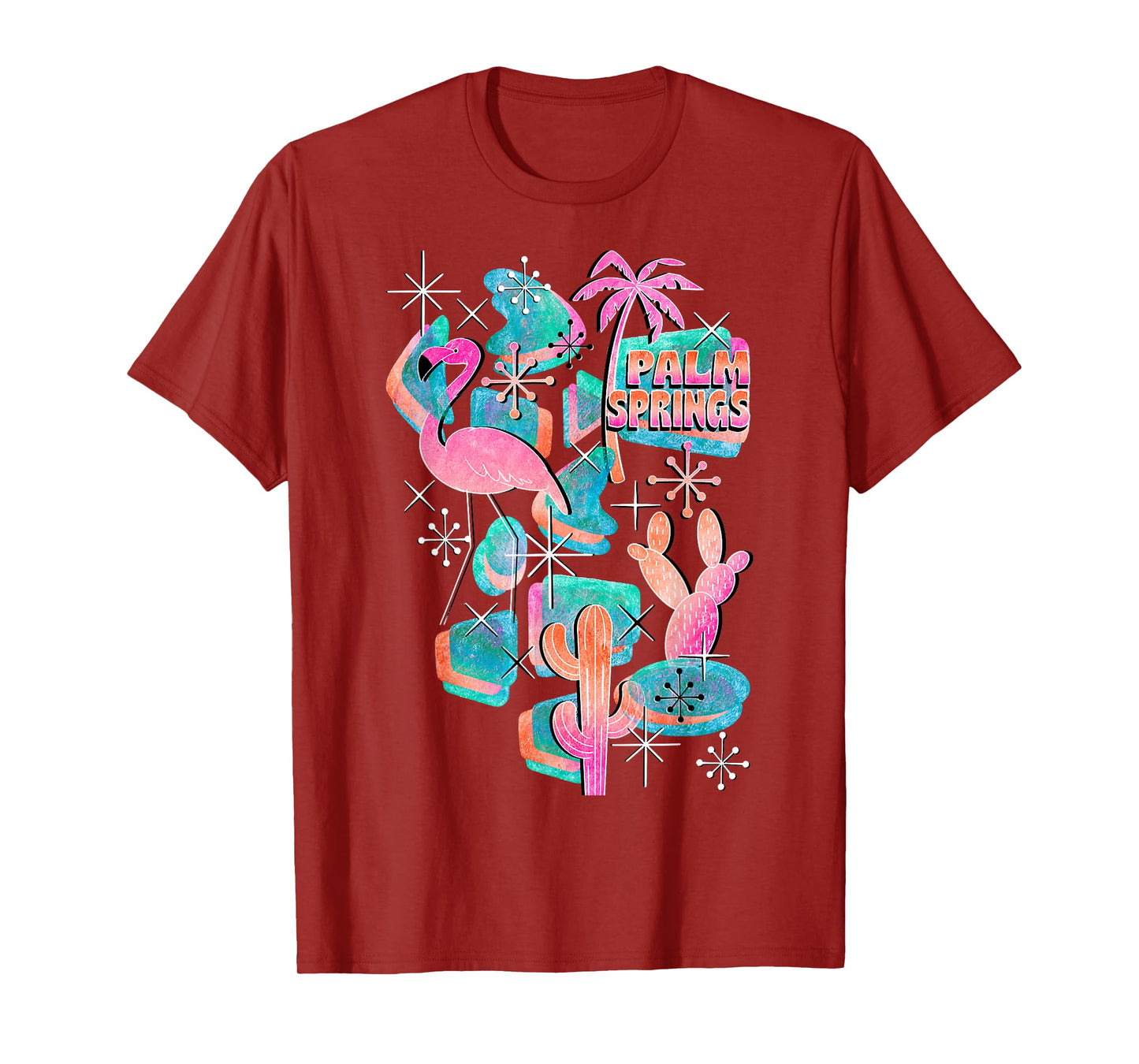 Peachy Palm Springs Vacation, Cool Flamingo On Summer T-Shirt