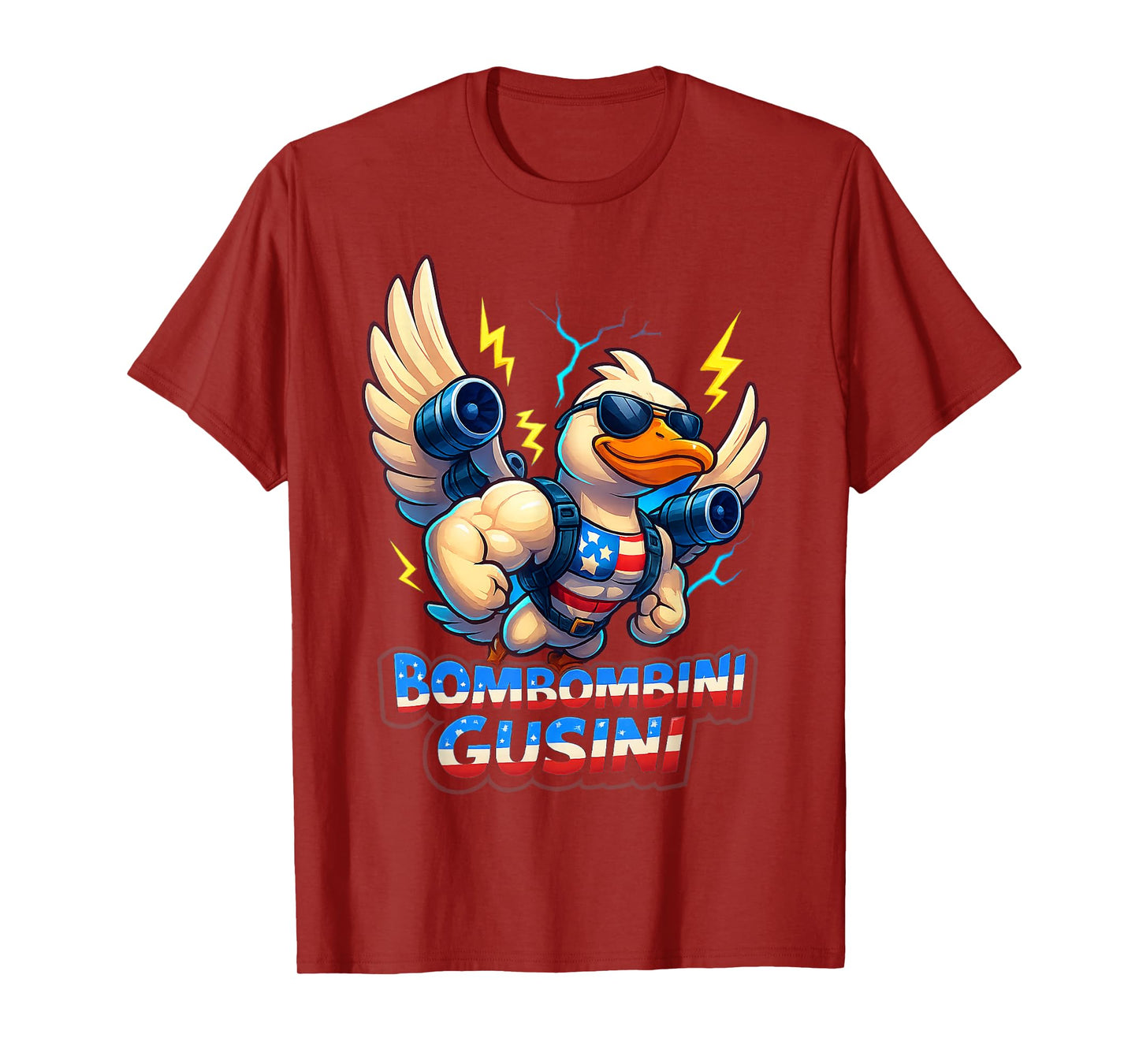 Bombombini Gusini Funny Brainrot Goose American Flag Meme T-Shirt