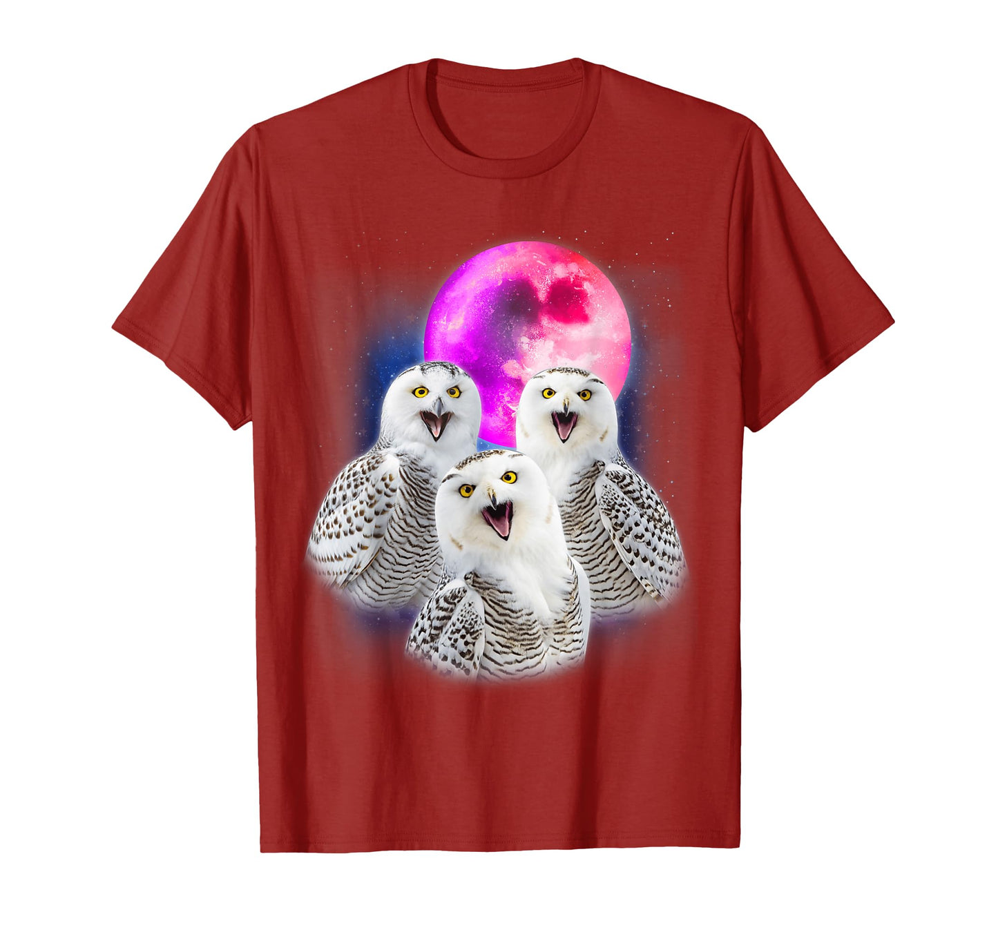 3 Snowy Owl Howling At The Moon Funny Owl Bird Lover Birder T-Shirt
