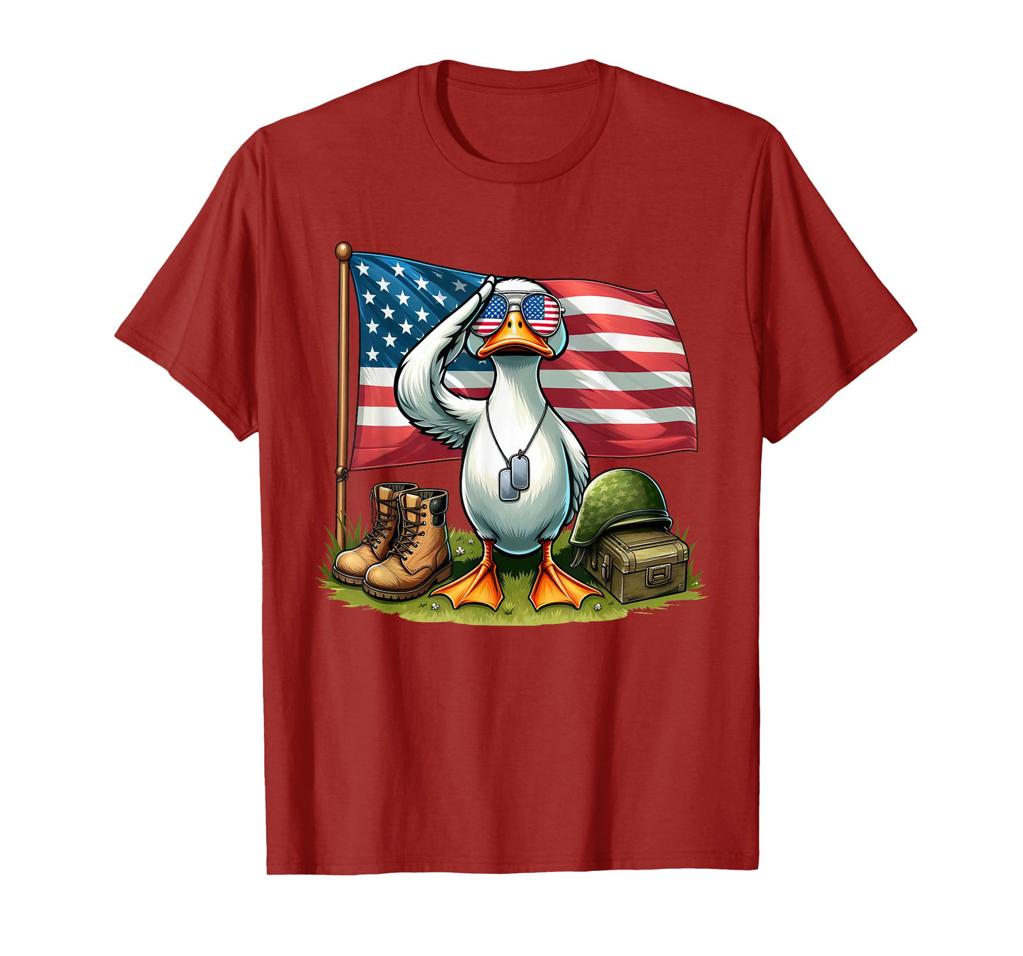 Salute Duck American USA Flag Memorial Day 4th of July Women Kids Men T-Shirt