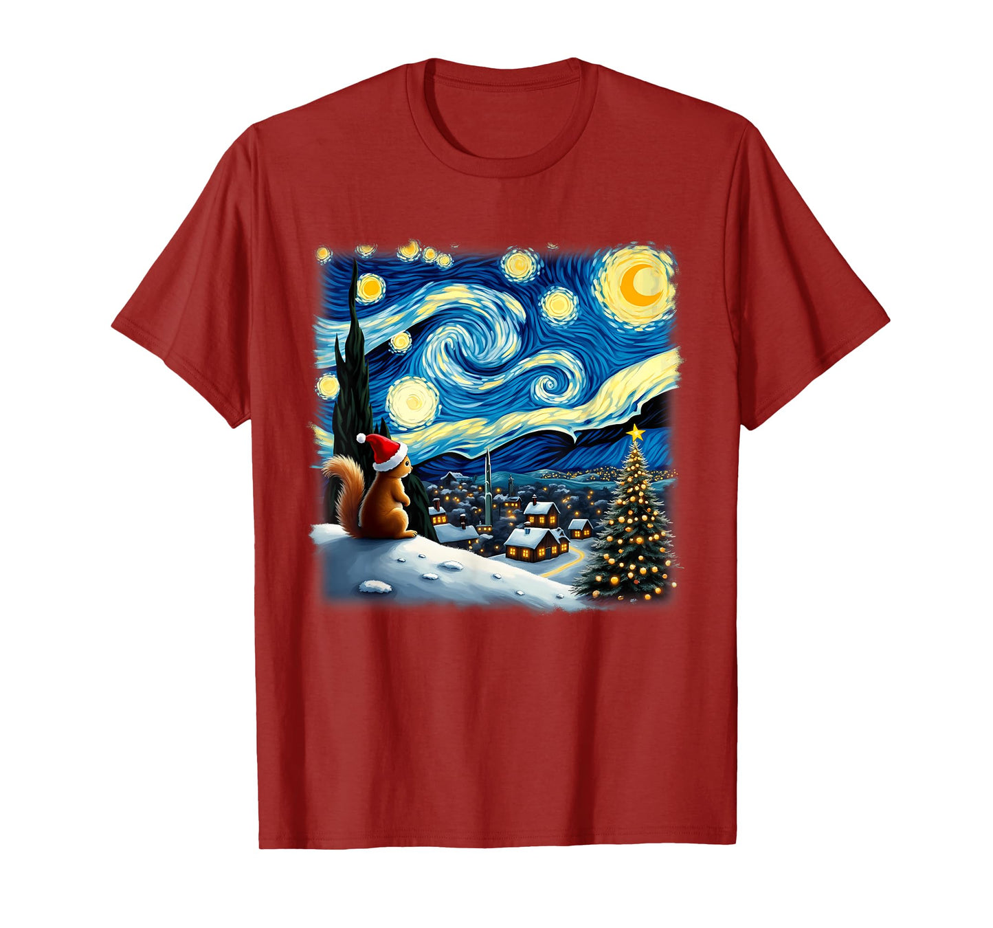 Christmas Squirrel Starry Night T-Shirt