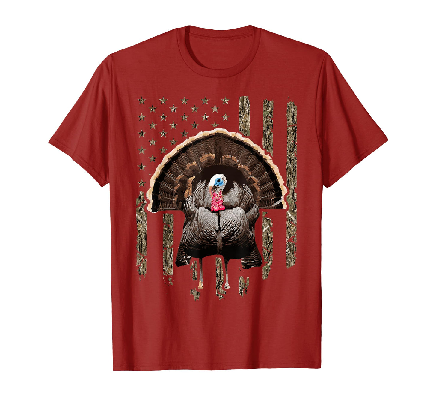 Turkey Hunting Graphic American Flag Tree Camouflage T-Shirt