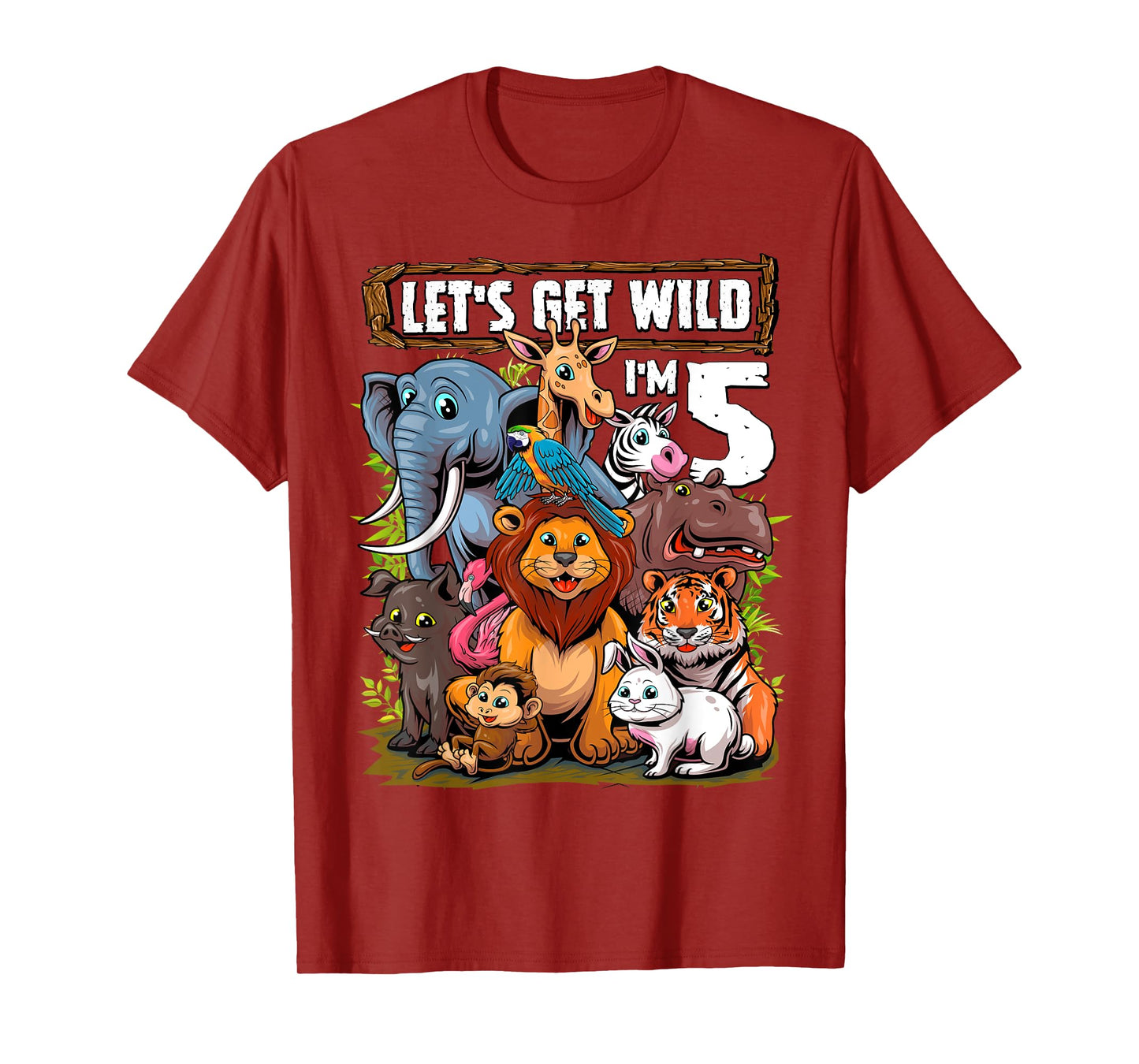 5 Year Old Zoo Birthday Safari Jungle Animals 5th Birthday T-Shirt