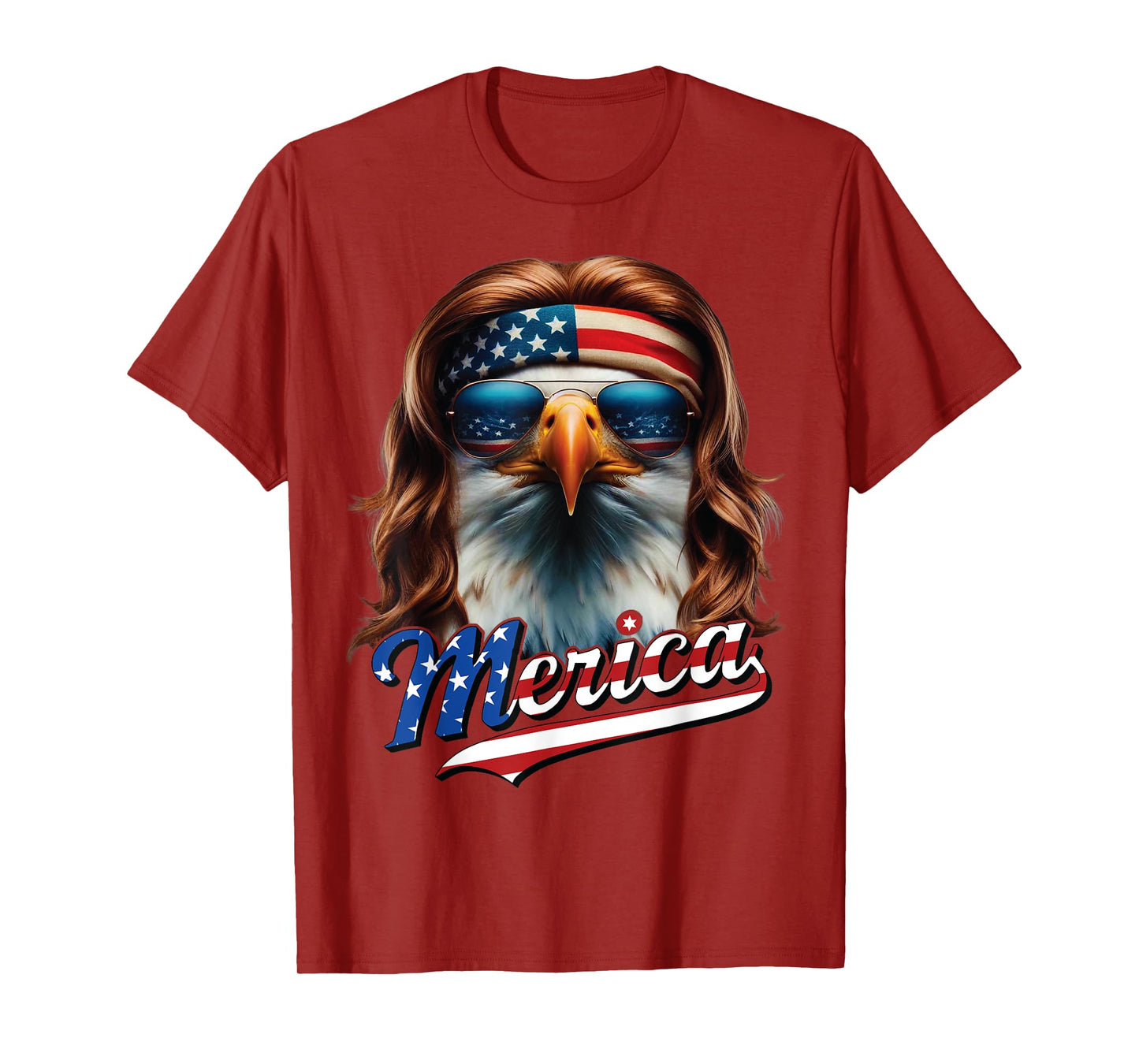 Bald Eagle Merica 4th July Eagle Mullet Funny Man Woman T-Shirt