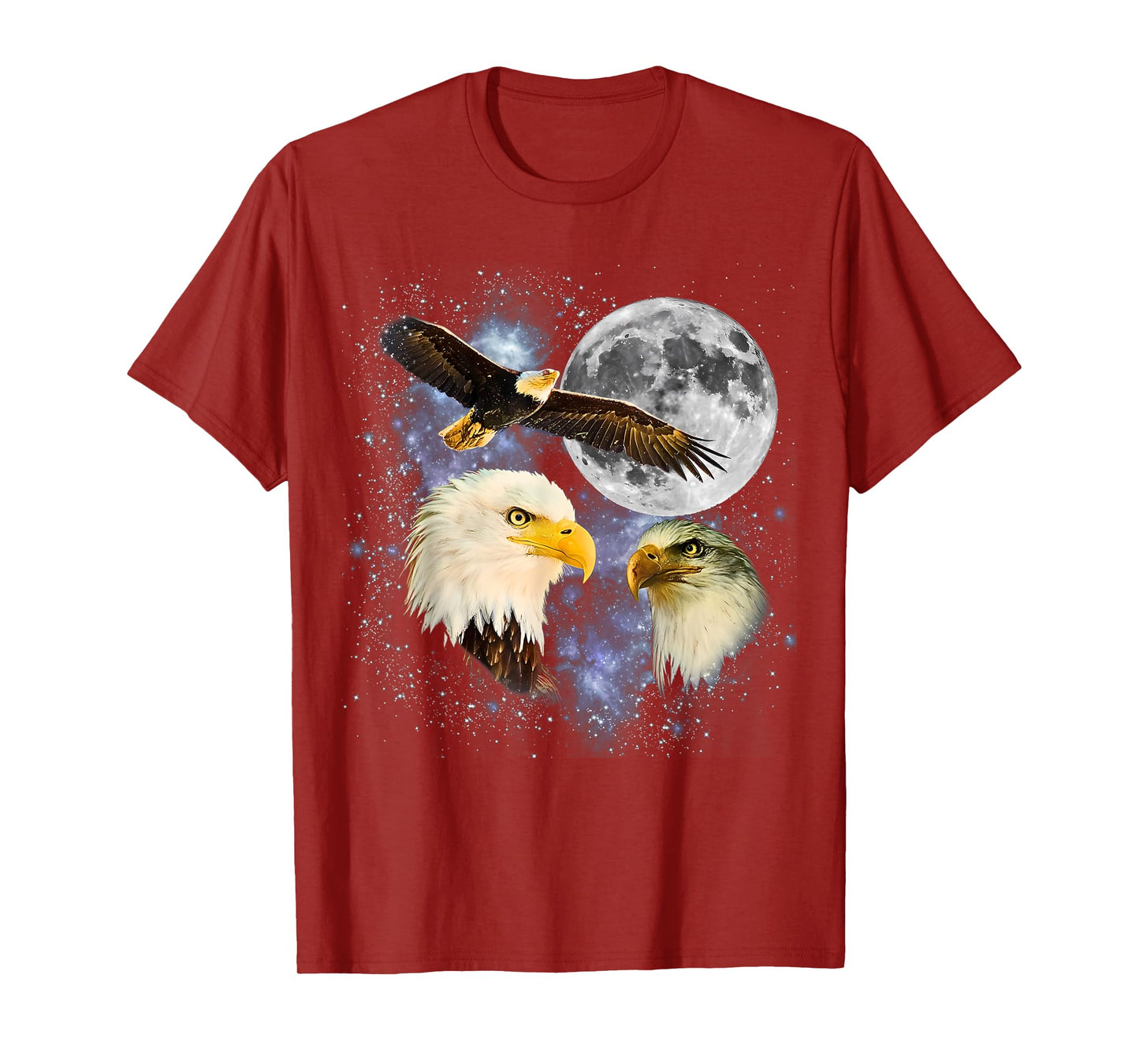 Three Bald Eagle Moon Meme Funny American Bird Eagles Lover T-Shirt