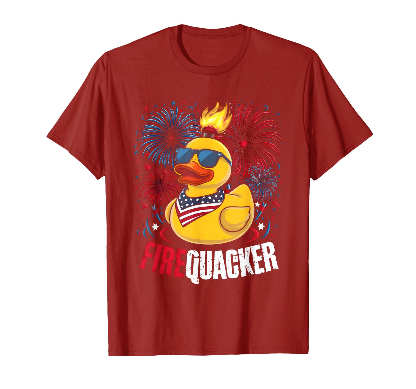 4th of July Duck Firequacker Patriotic Fourth of July Funny T-Shirt for Women Kids Men