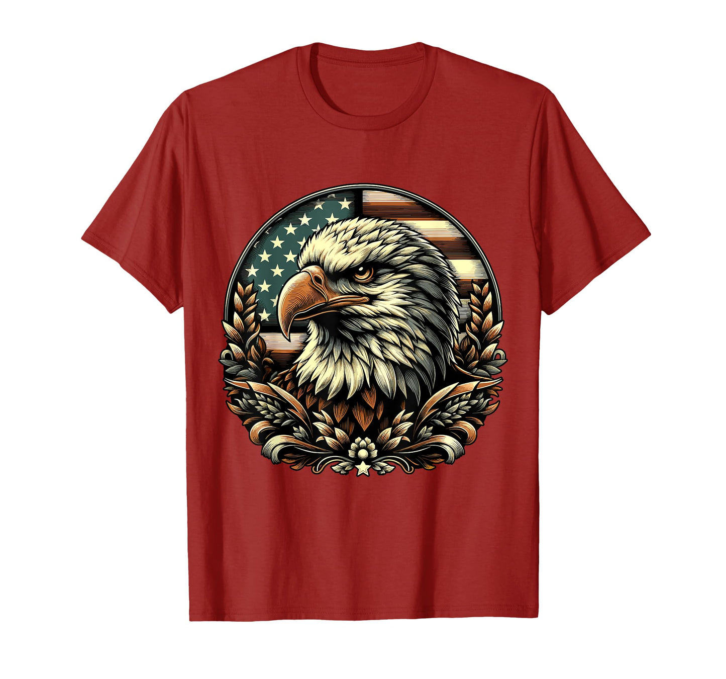 Vintage American Bald Eagle 4th of July USA Flag T-Shirt