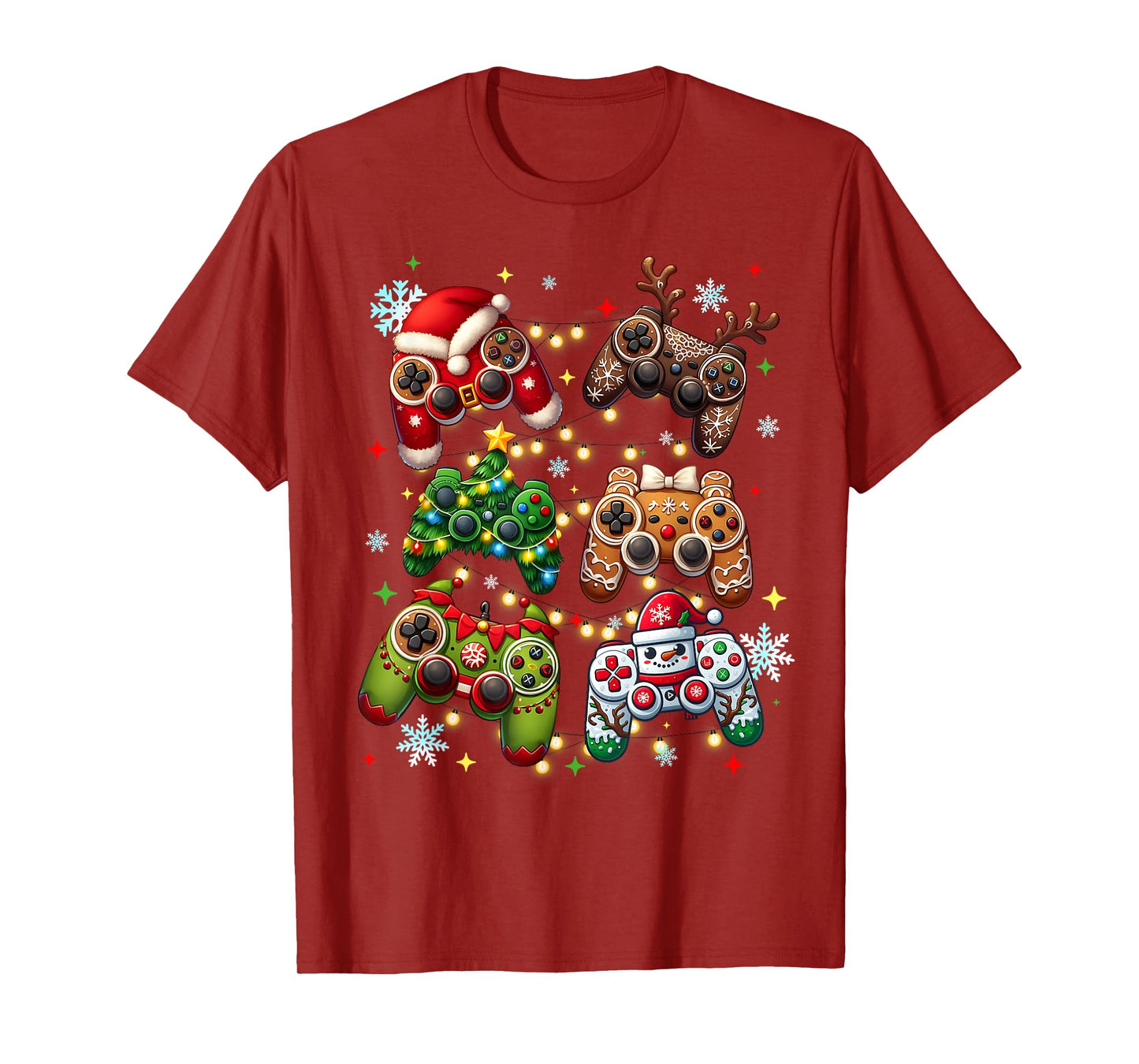 Boys Christmas Shirt Santa Elf Gaming Controllers Gamer Xmas T-Shirt
