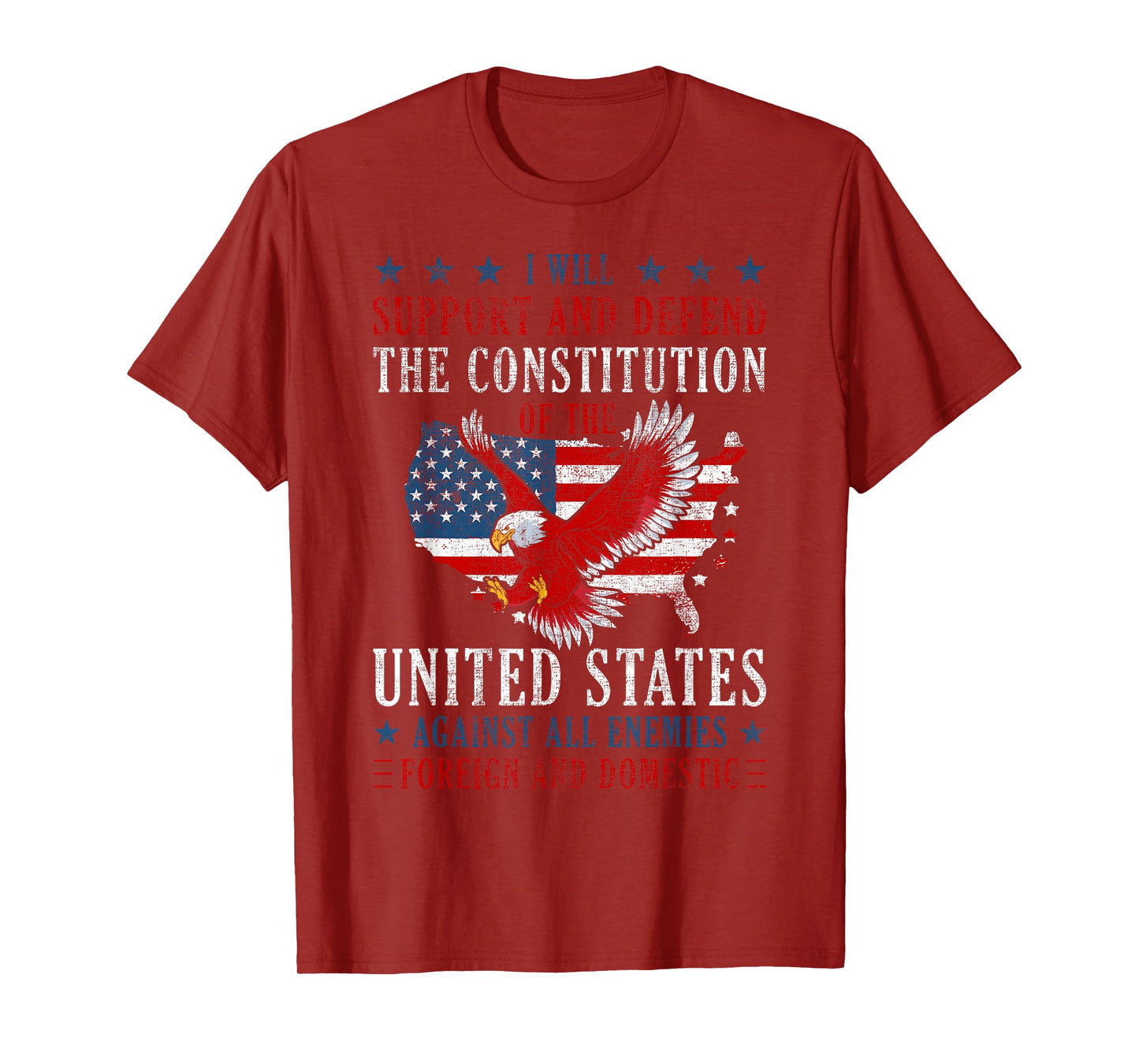 Support & Defend The Constitution US Flag Eagle 4th of July T-Shirt for Women Men