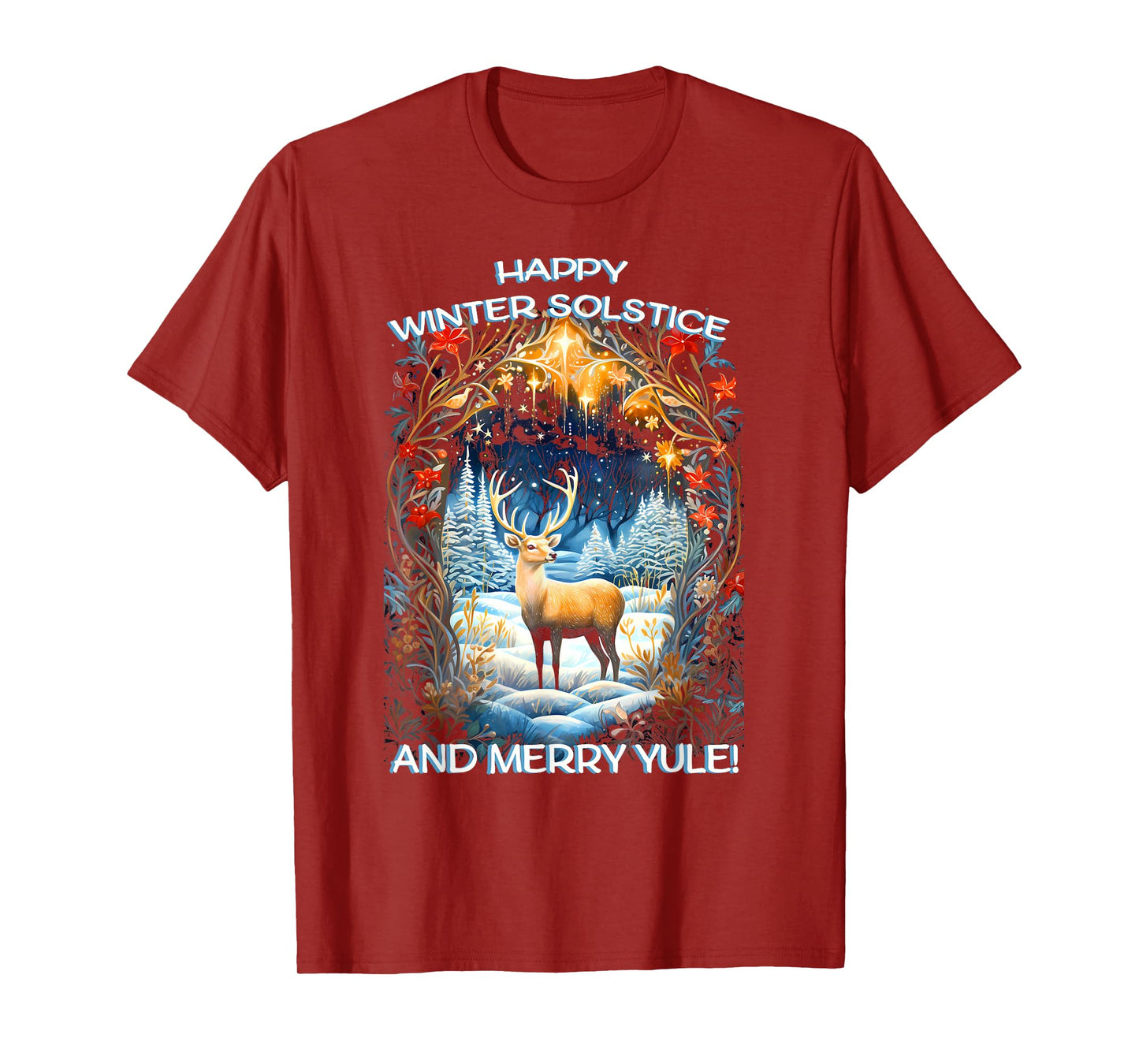 Merry Solstice Happy Yule Christmas Bird Nordic Xmas Graphic T-Shirt