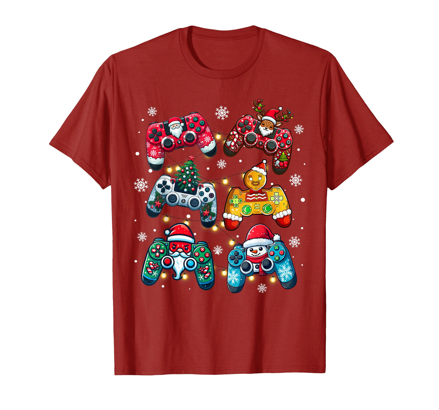Boys Christmas Shirt Santa Elf Gaming Controllers Gamer Xmas T-Shirt