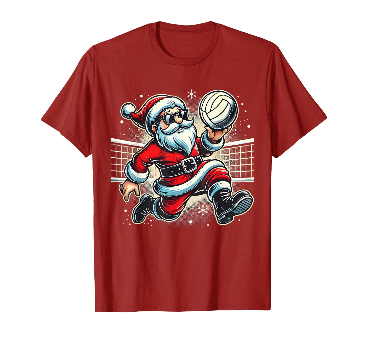 Santa Playing Volleyball Lovers Boys Girls Kids Christmas T-Shirt