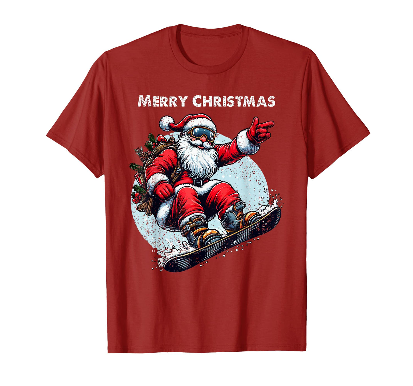 Santa Claus Snowboarding Merry Christmas Winter Holiday Xmas T-Shirt