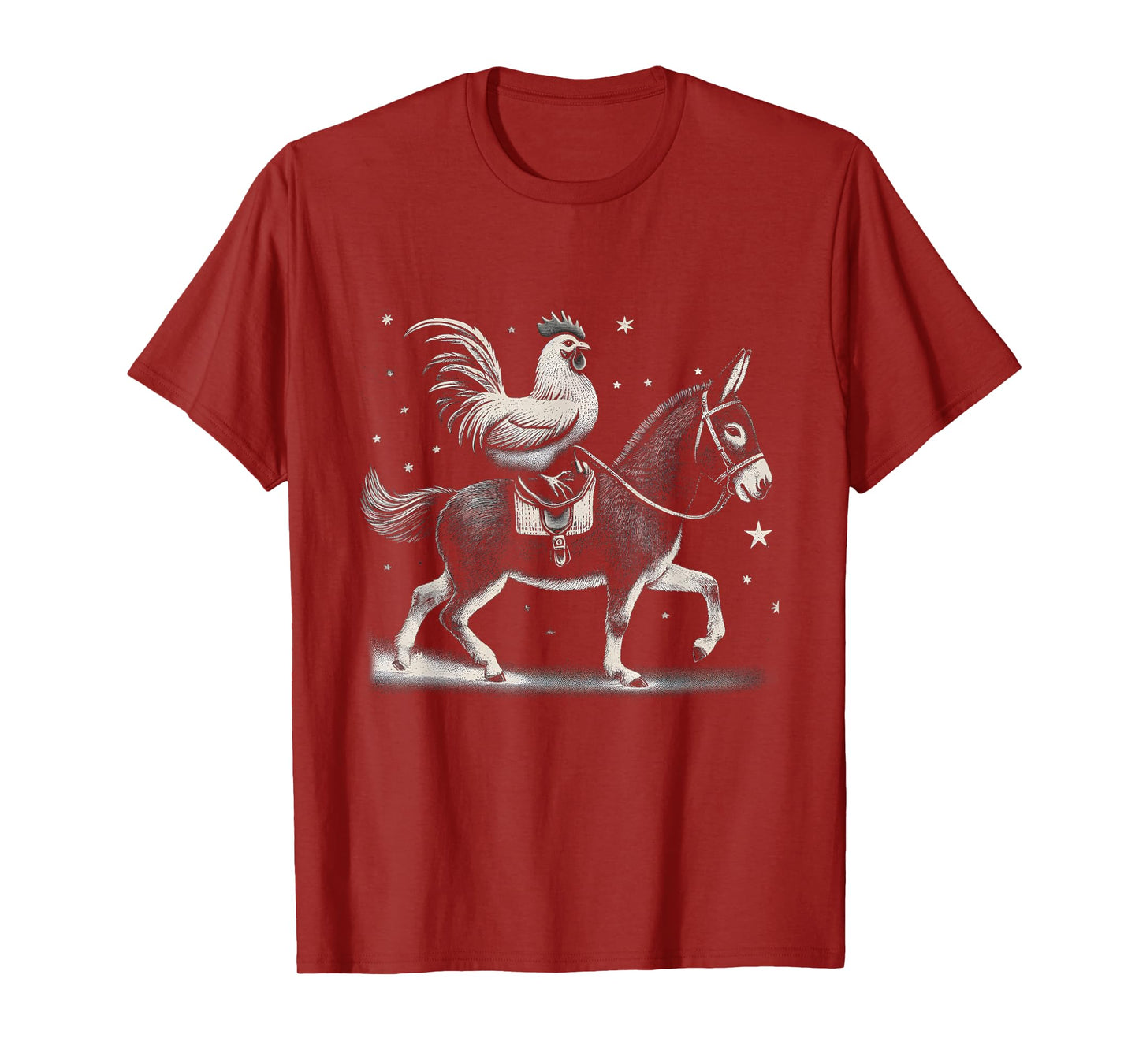 Funny Chicken Riding Donkey Chicken Lover T-Shirt