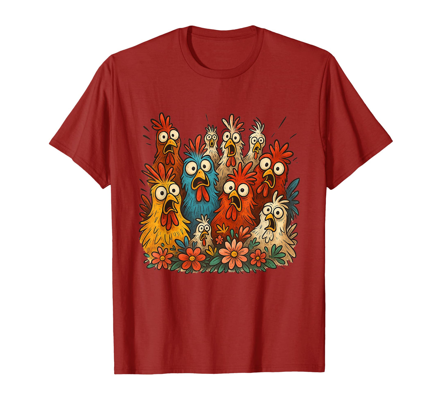 Funny Family Design Crazy Colorful Chicken Art Men Women T-Shirt