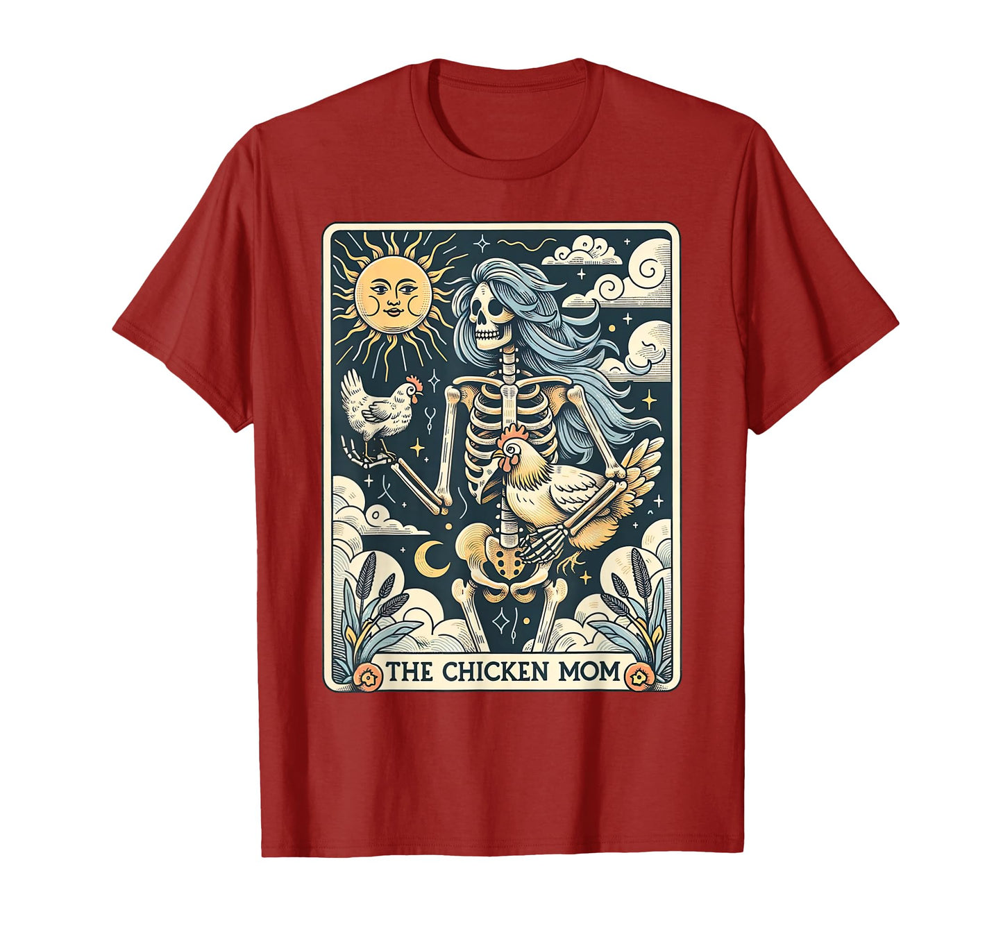 Skeleton Tarot Card Chicken Mom Farm Animal Farmer Women T-Shirt