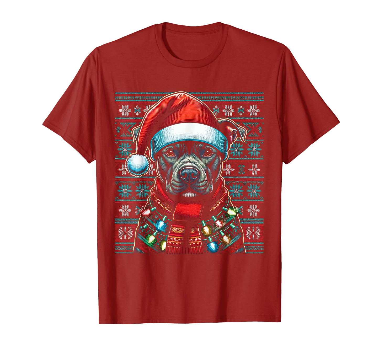 Christmas Pit bull Xmas Pit Bull Mom Dog Lover Santa Womens T-Shirt
