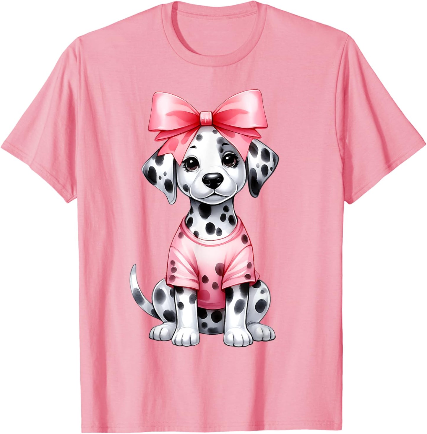 Coquette Bow Dalmatian Dog Mom Pink Ribbon Cute Mothers Day T-Shirt