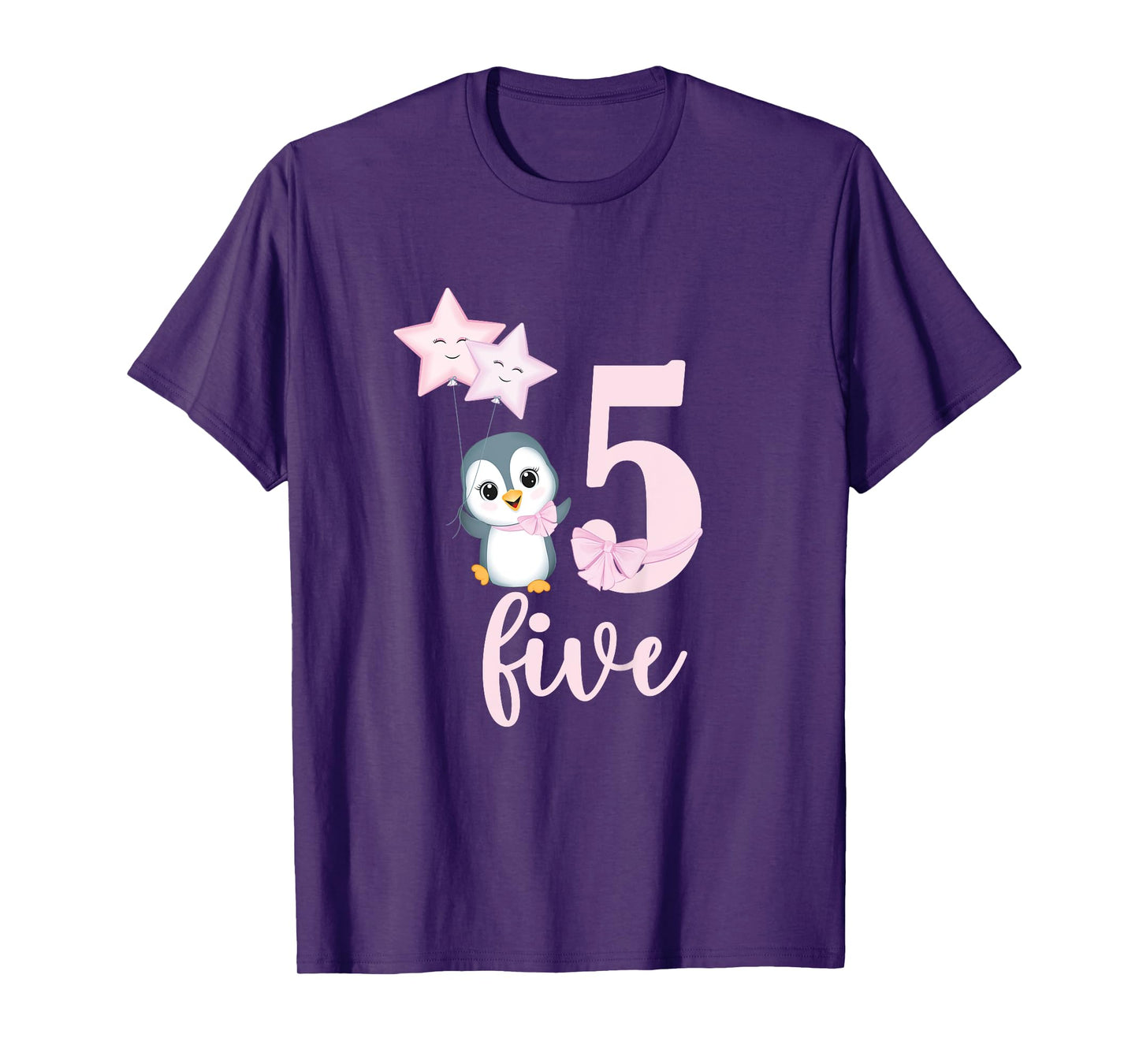 5th Penguin Birthday Party Five Year Old Girl Penguin T-Shirt