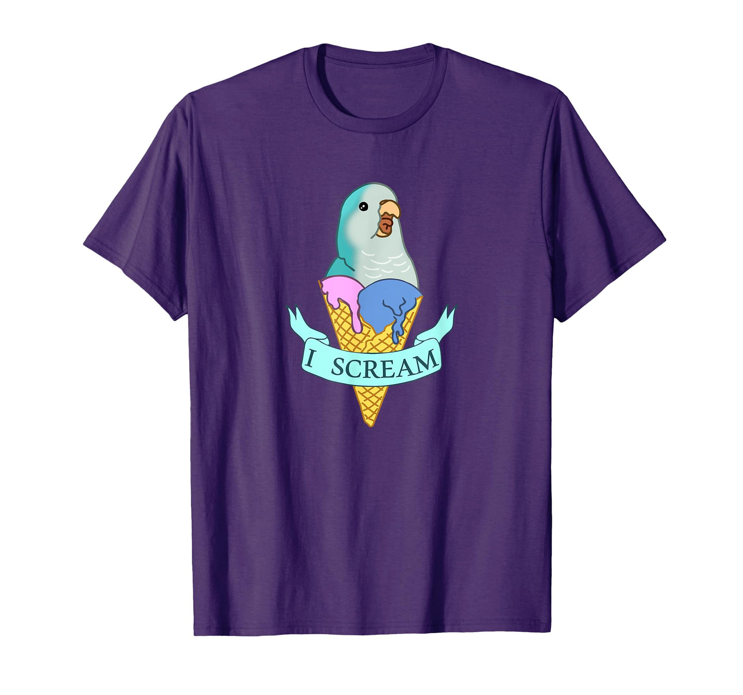 I scream Quaker Parrot, Funny Ice cream Blue Monk Parakeet T-Shirt