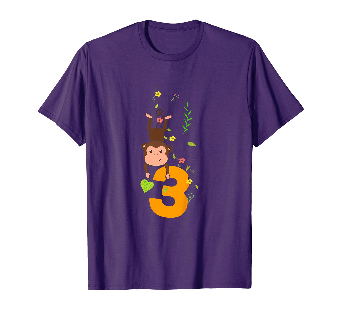 Kids Funny Cute Monkey Lover 3rd Birthday Three 3 Yr 3 Year Old T-Shirt