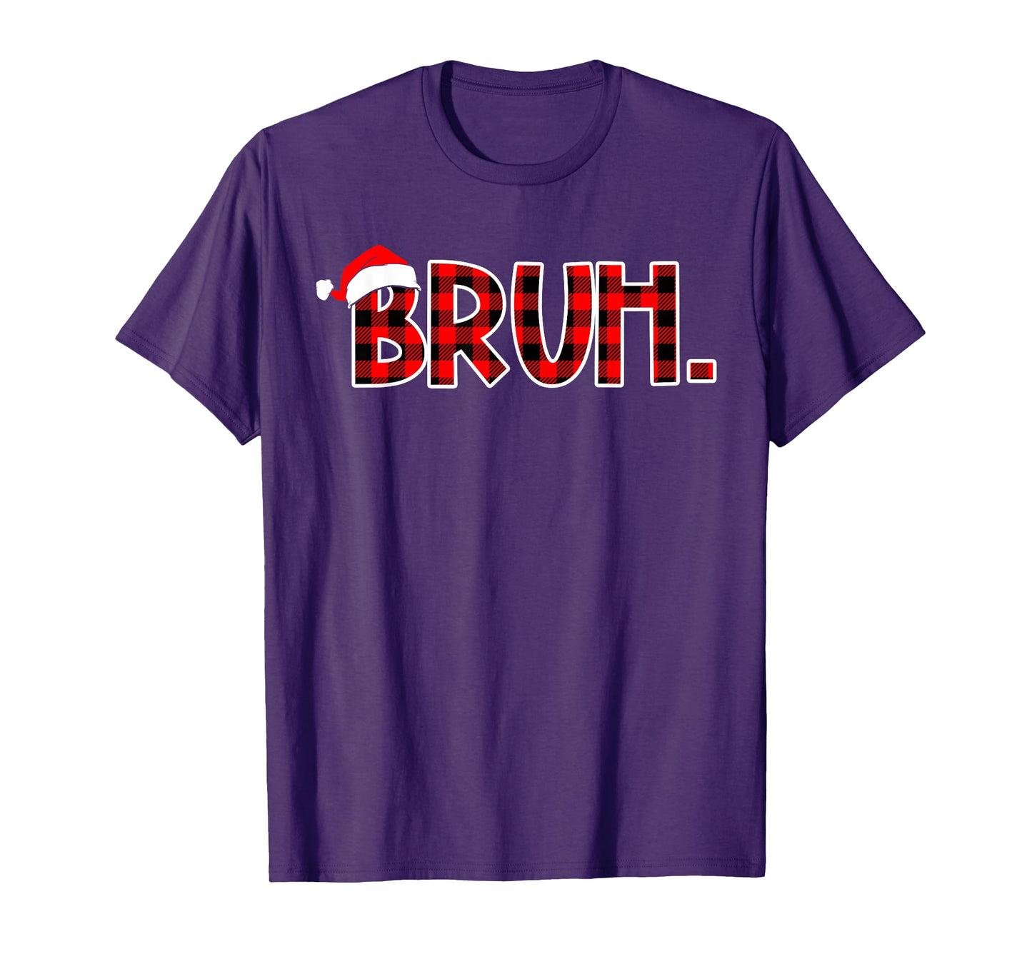 Bruh Funny Christmas Buffalo Plaid Boys Kids Xmas Pajamas T-Shirt