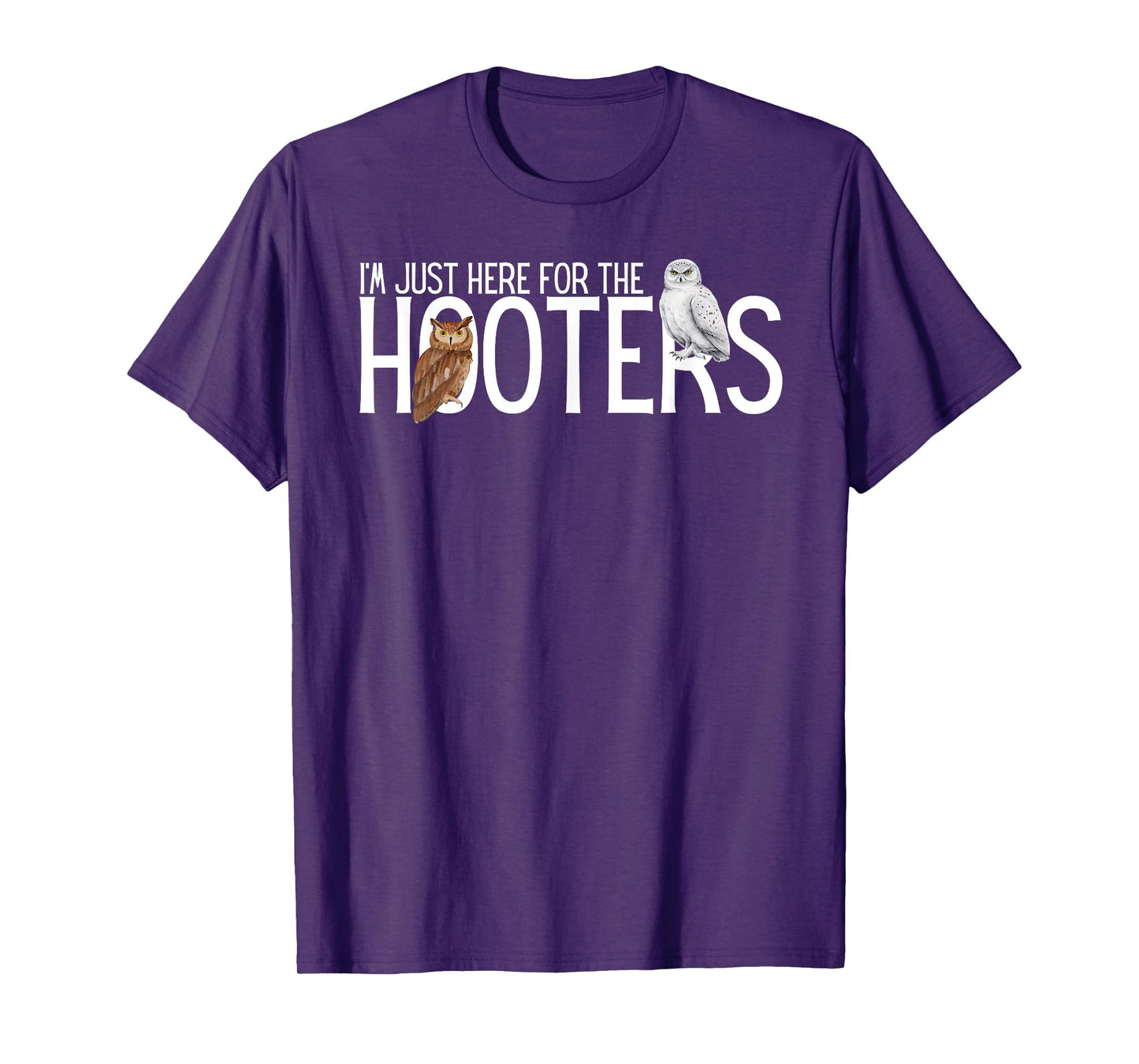 Funny Owl Shirts I'm Just Here for the Hooters Unisex-Adults Birdwatcher Humor Owl Graphic T-Shirt Black Small