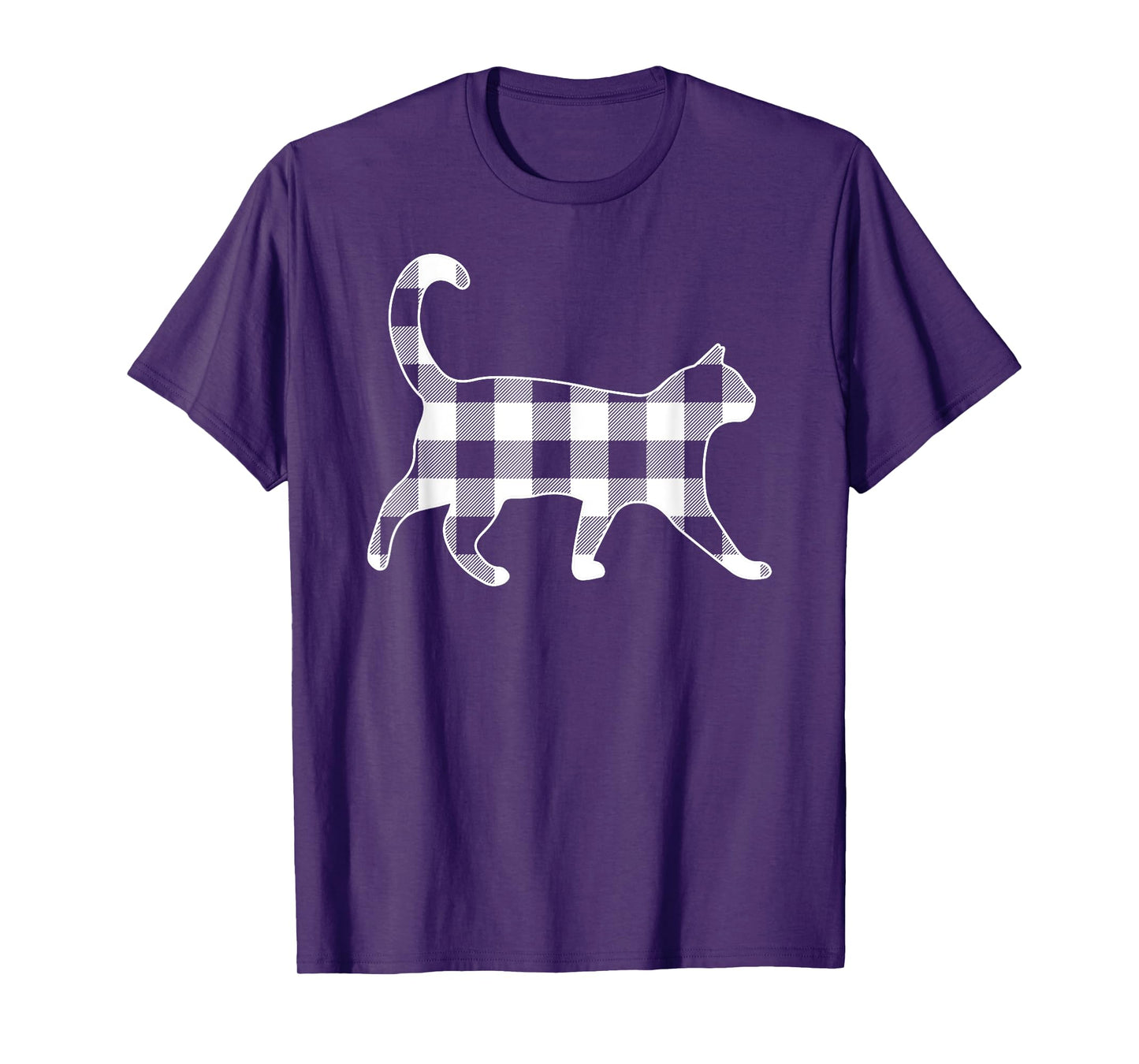 Cat Black & White Buffalo Plaid Merry Christmas T-Shirt