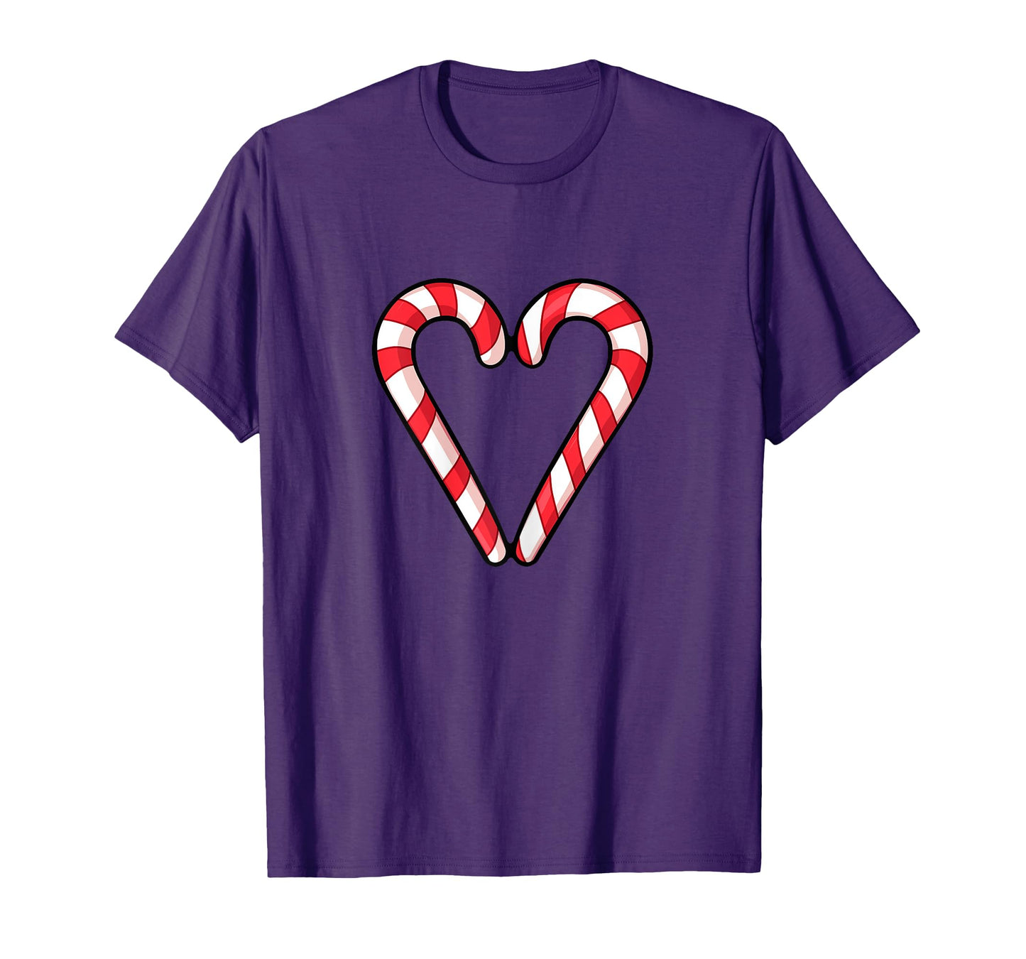 Candy Cane Heart Christmas Cute Holiday Red White Stripe T-Shirt