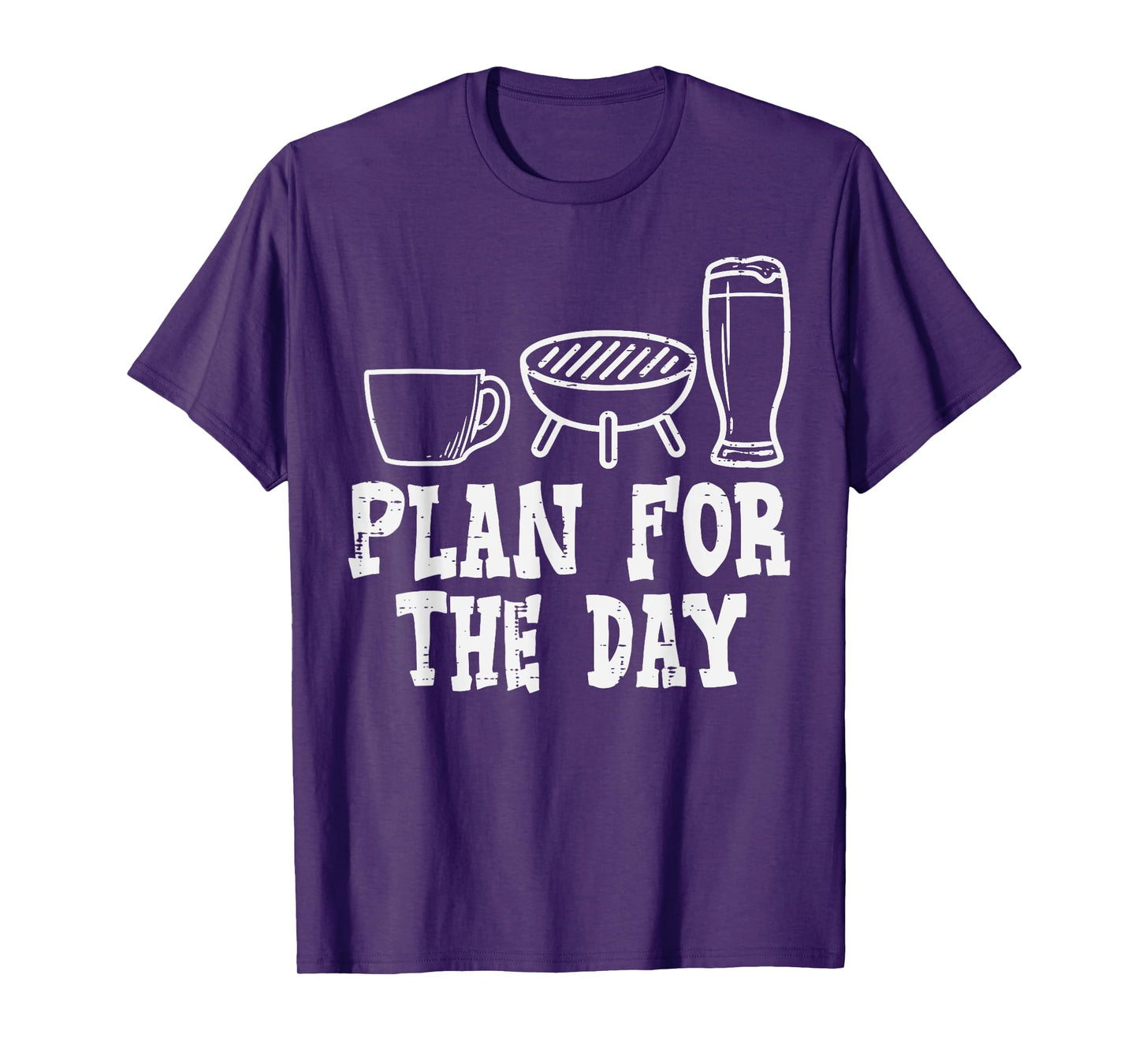 Plan For The Day Coffee Bbq Funny Barbecue Grilling Dad Men T-Shirt
