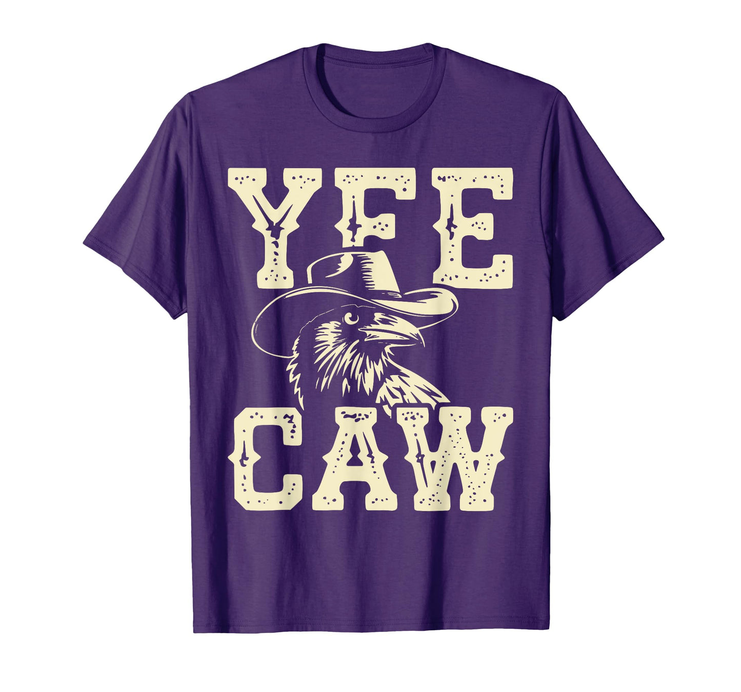 Vintage Crow Cowboy Hat Yee Caw Funny Western Crow Lover T-Shirt
