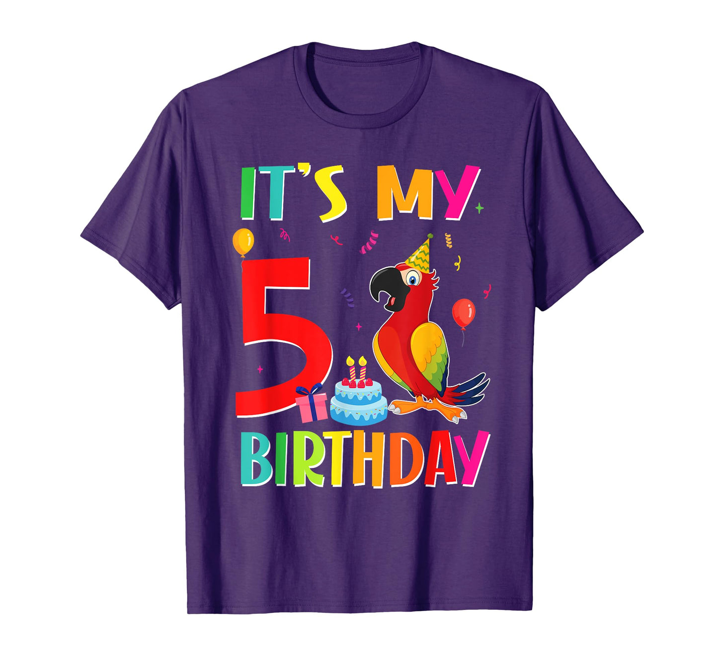Its My 5th Birthday Parrot Bird Lover 5 Years Old T-Shirt