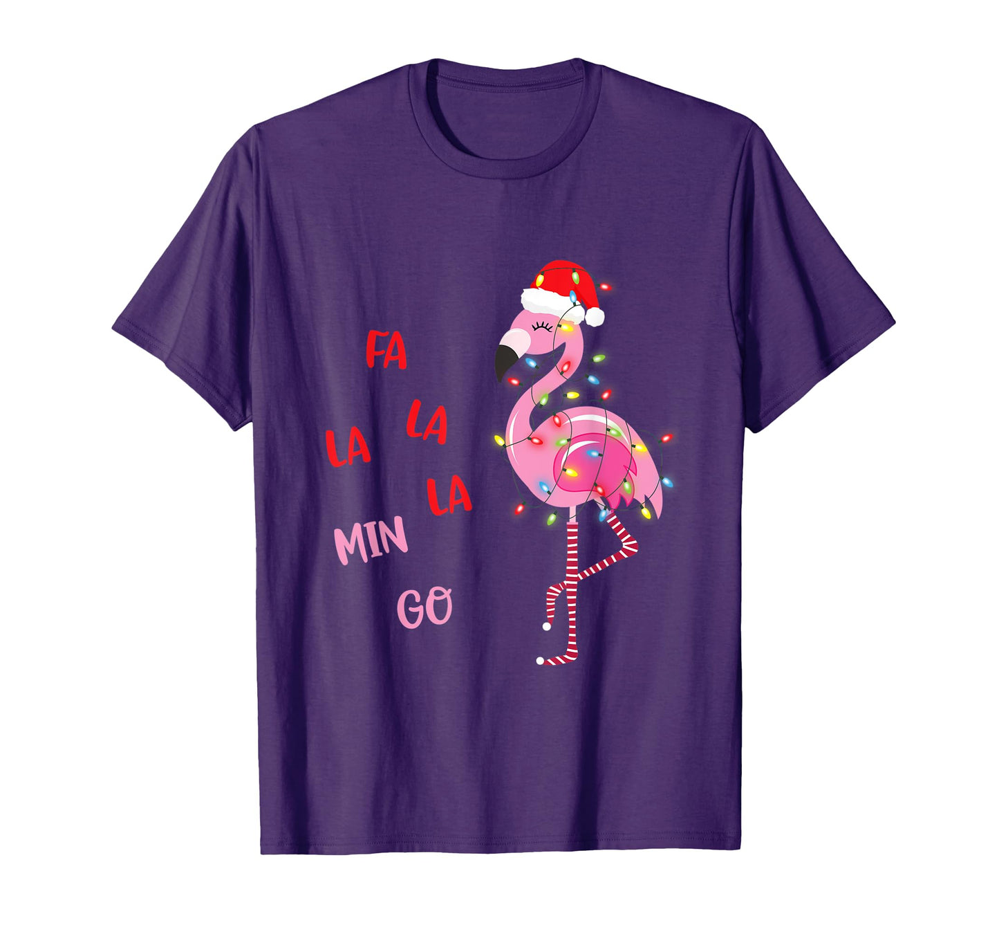 Fa La La Mingo Christmas Flamingo Tree Lights Santa Flamingo T-Shirt
