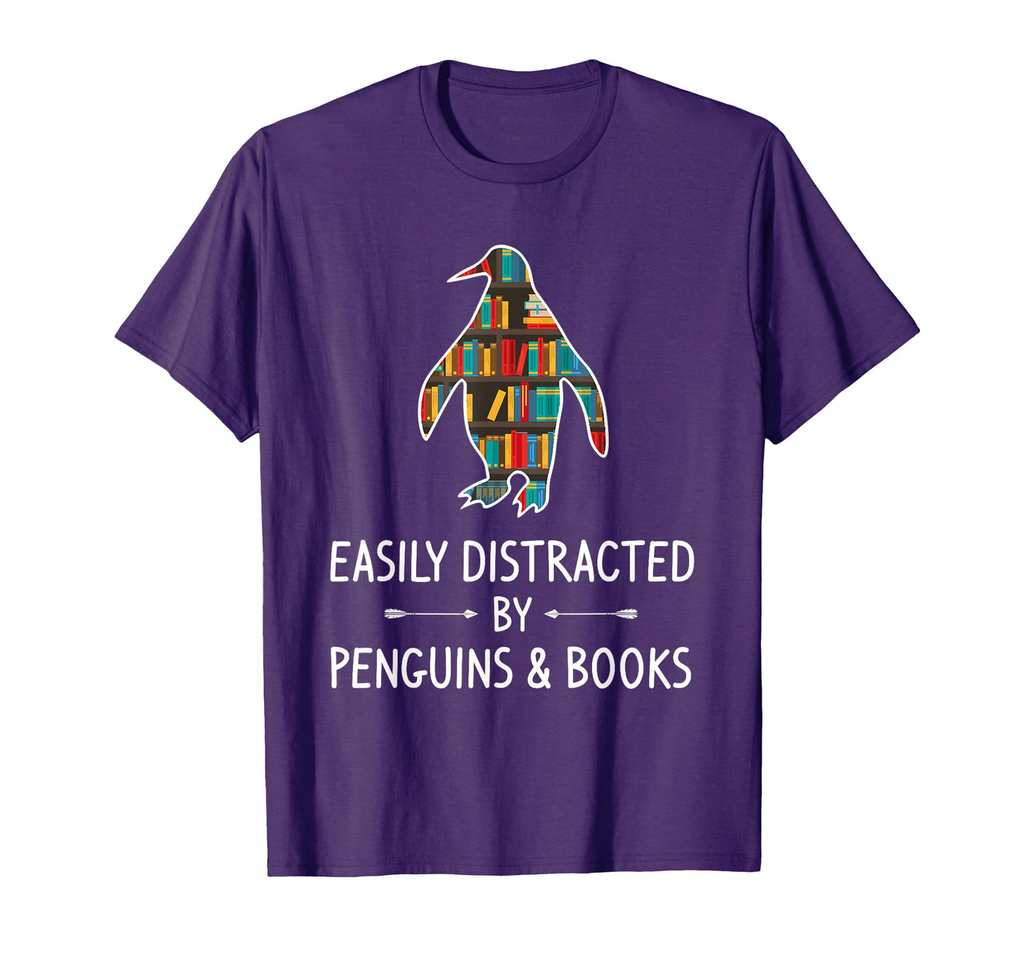 Easily Distracted By Penguins & Books Lover Gift Bird Animal T-Shirt