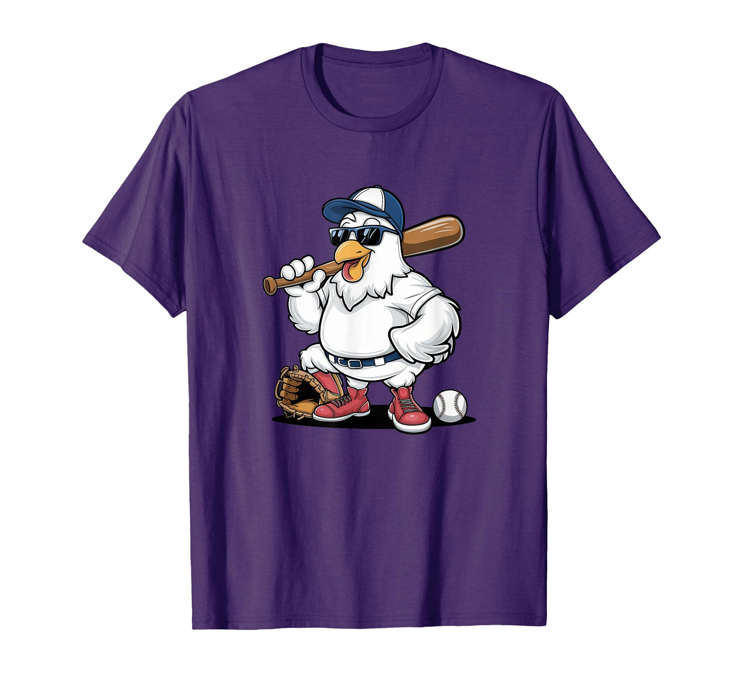 Baseball Playing Chicken Funny Sports Design T-Shirt