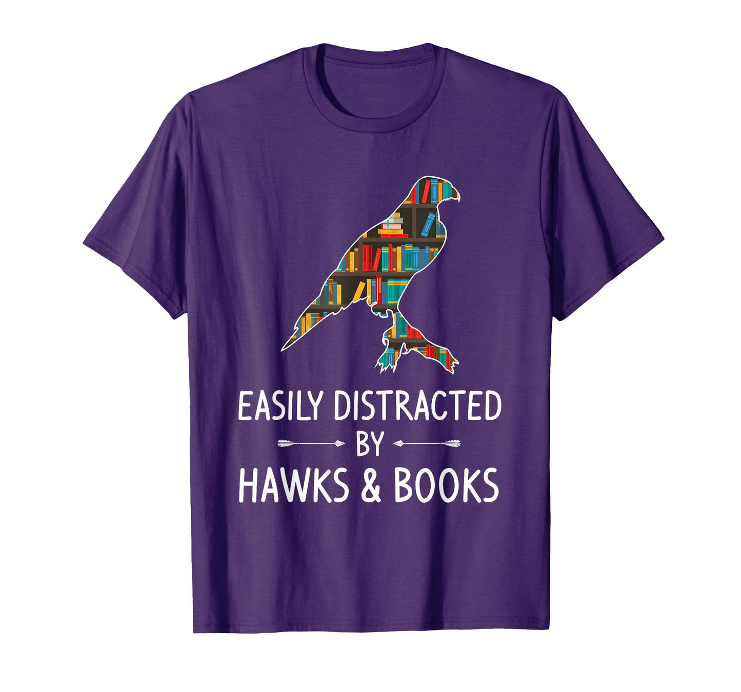 Easily Distracted By Hawks & Books Lover Gift Falcon Bird T-Shirt