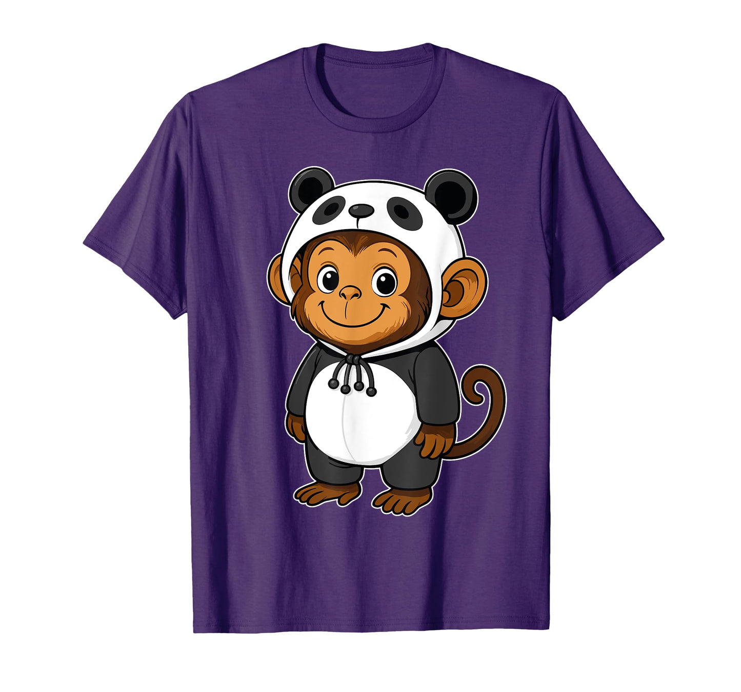 Kawaii Monkey In Panda Costume for Girls kids Monkey Lover T-Shirt