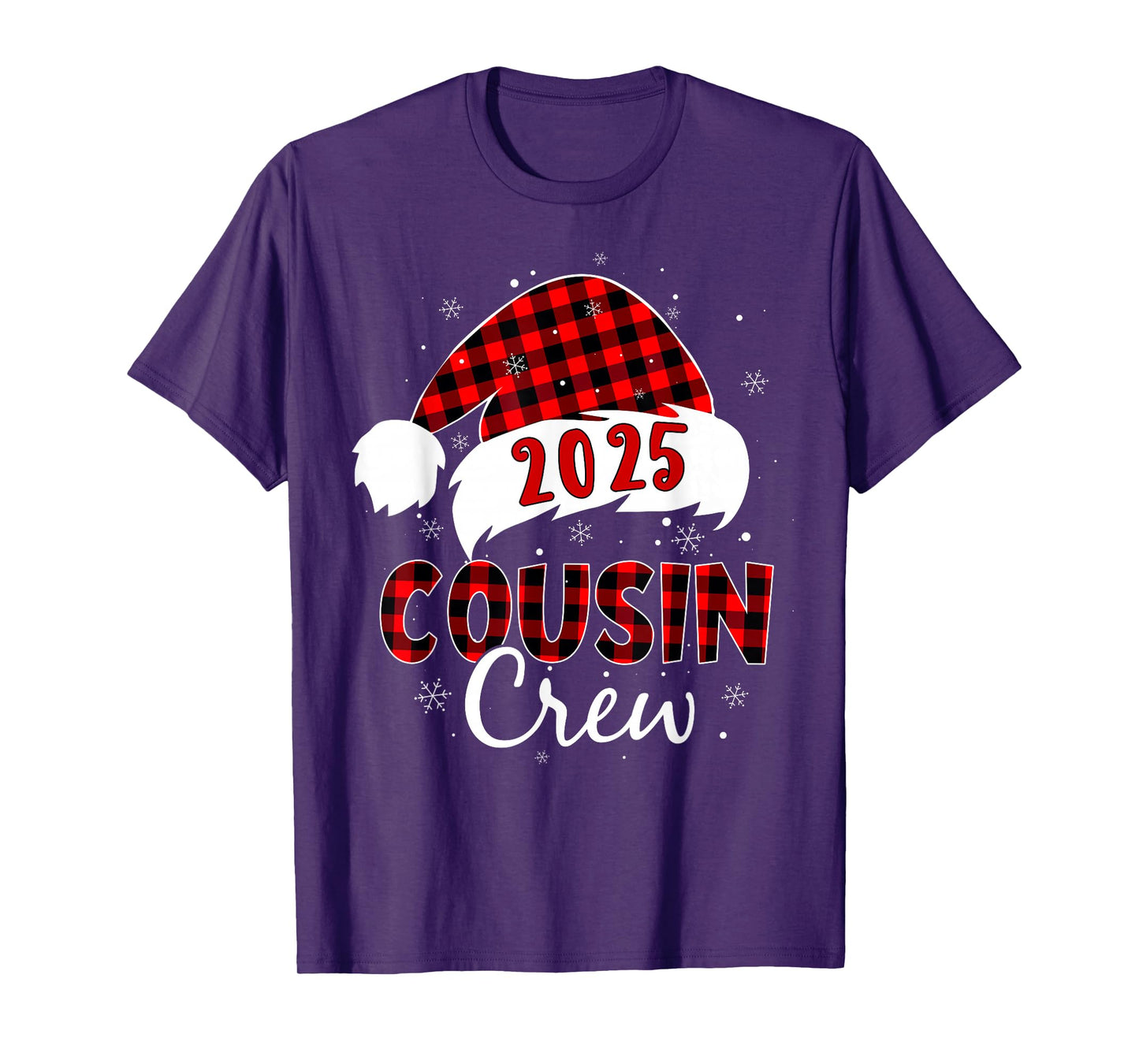 Buffalo Plaid Santa 2025 Cousin Crew Christmas Xmas Holiday T-Shirt