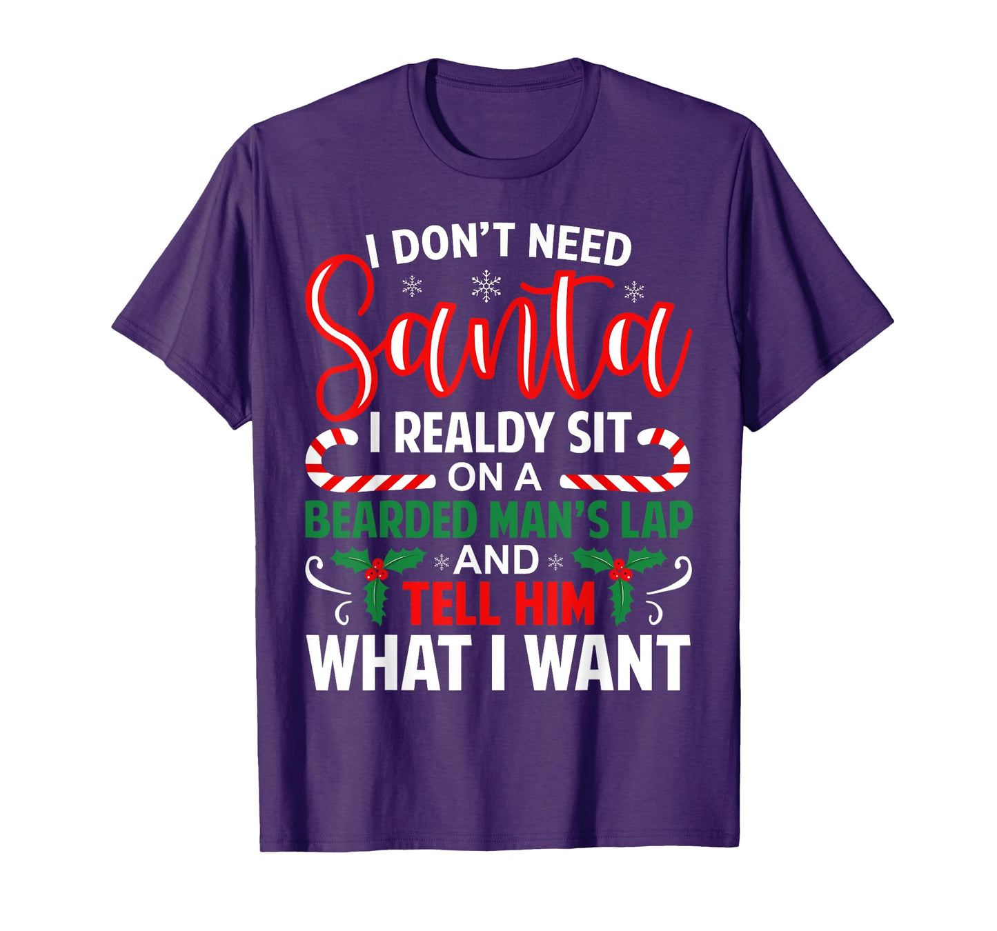 I Don't Need Santa I Already Sit On A Bearded Man's Lap Xmas T-Shirt