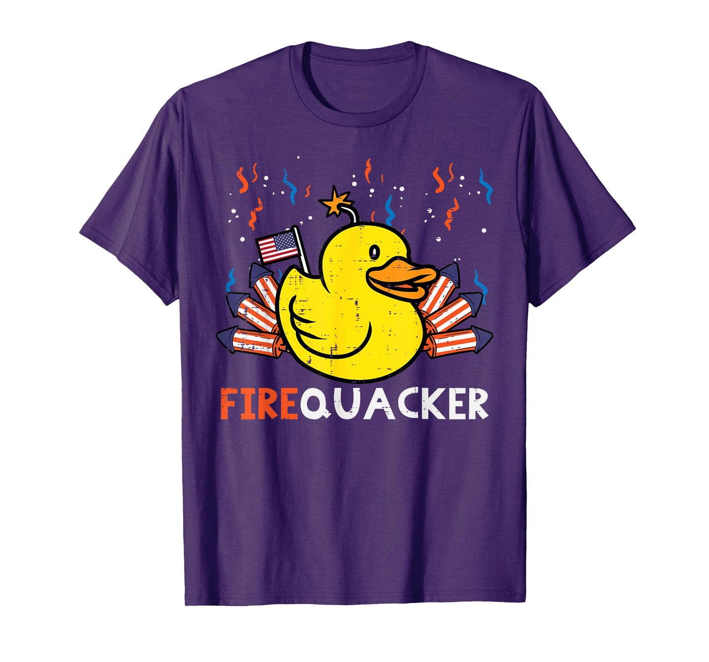 4th July Rubber Duck Firequacker Patriot Men Boys Kids Women T-Shirt