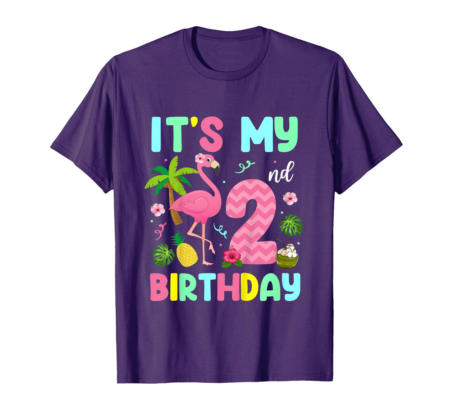 It's My 2nd Birthday Flamingo Shirt Hawaii 2 Yrs Old Girl T-Shirt