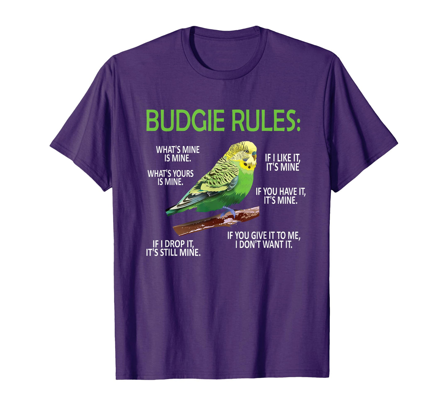 Budgie Rules | Budgie Lover Parakeet Bird Budgerigar T-Shirt