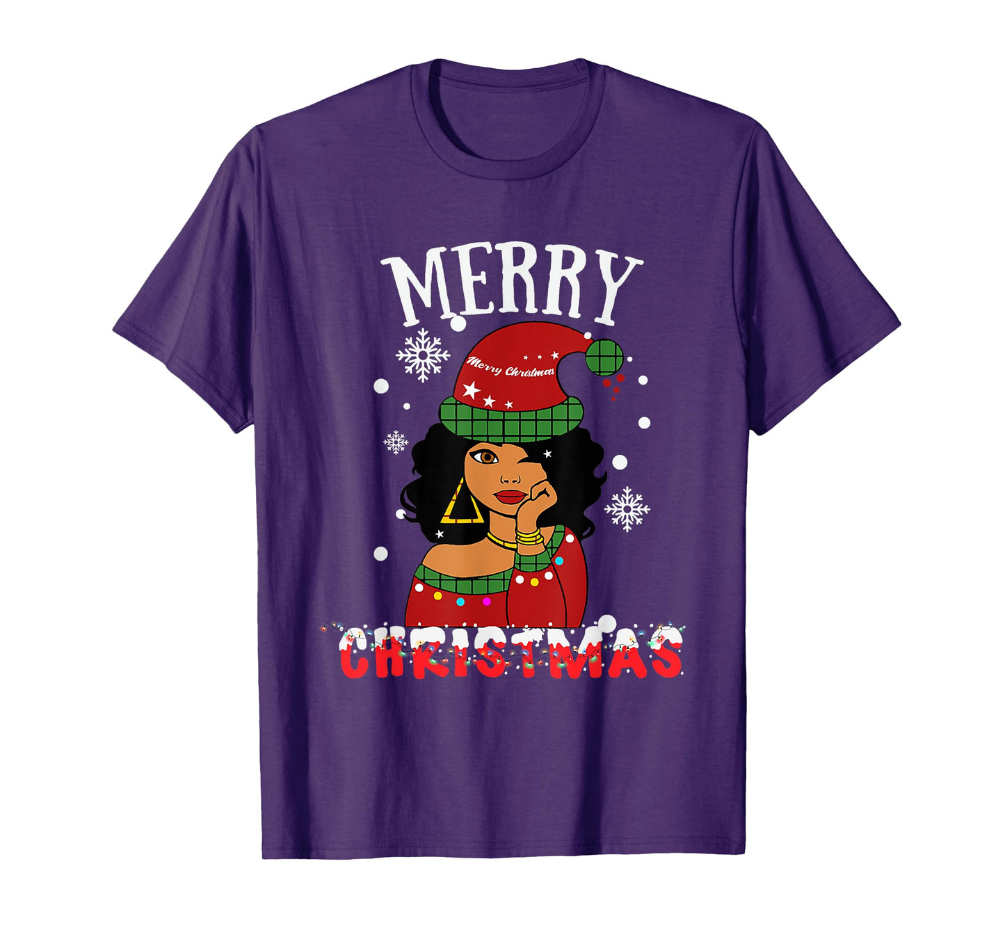 Black African American Merry Christmas Melanin Women Santa T-Shirt